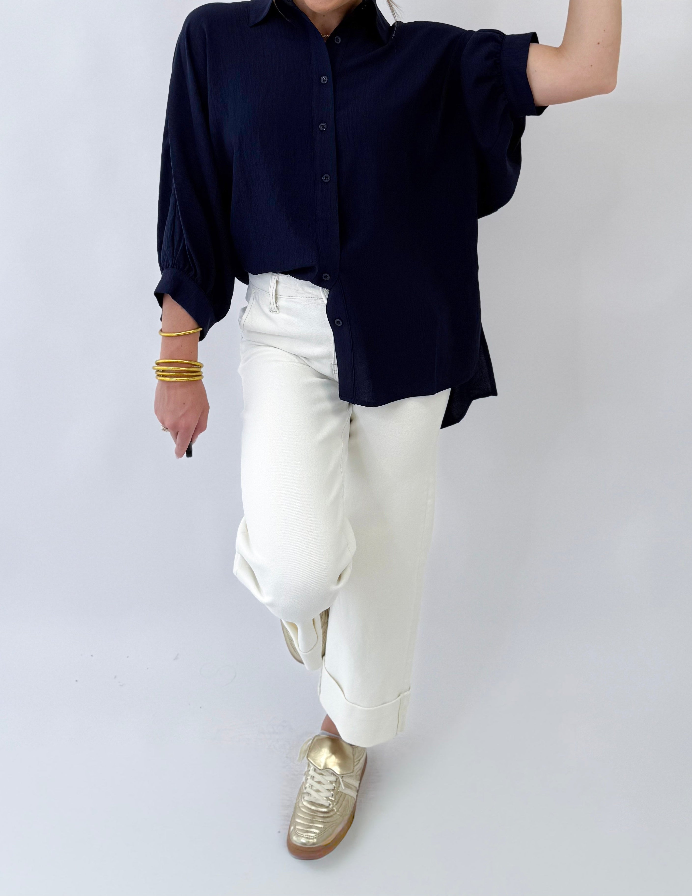 Jess Lea Sloan Button Up- Navy