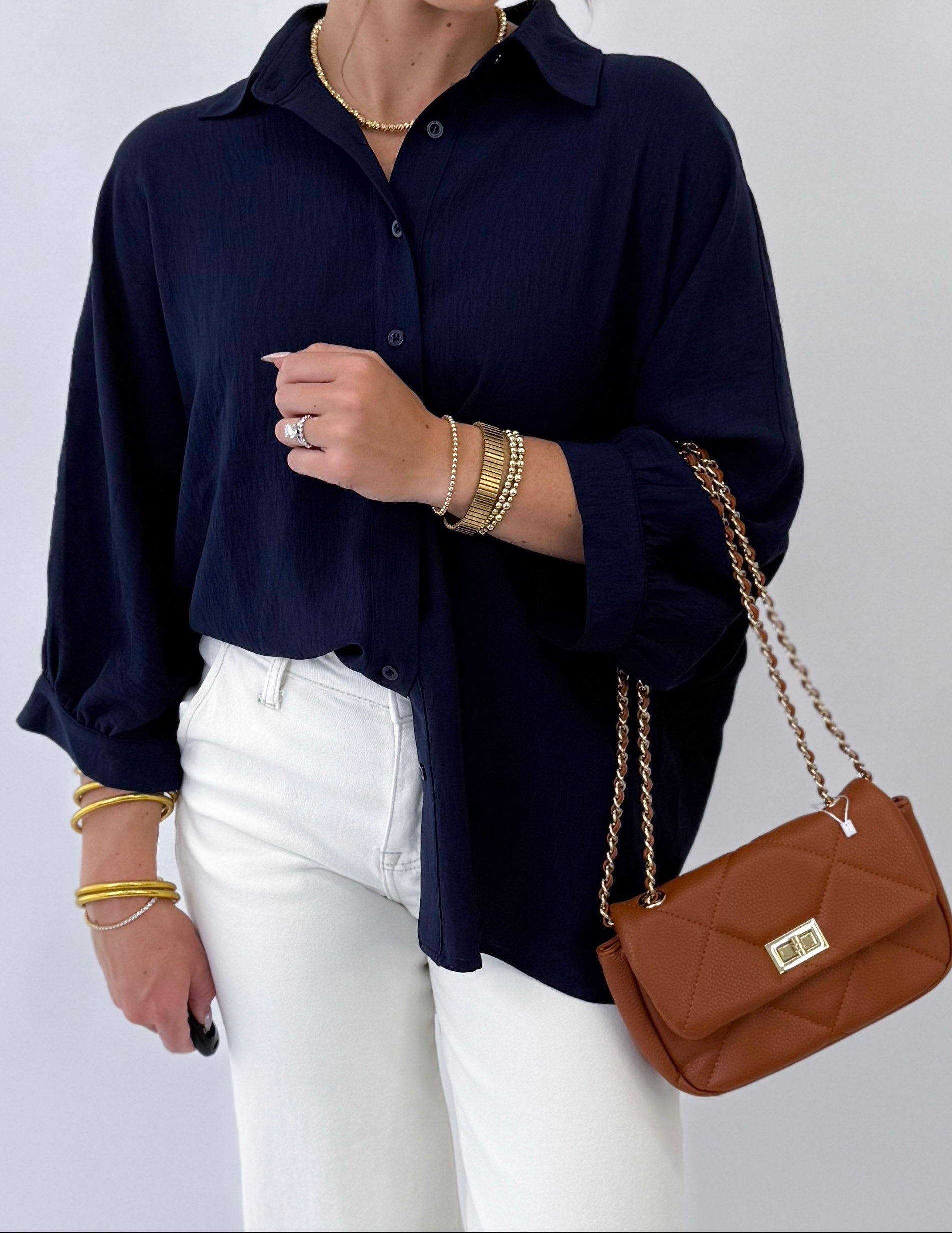 Jess Lea Sloan Button Up- Navy