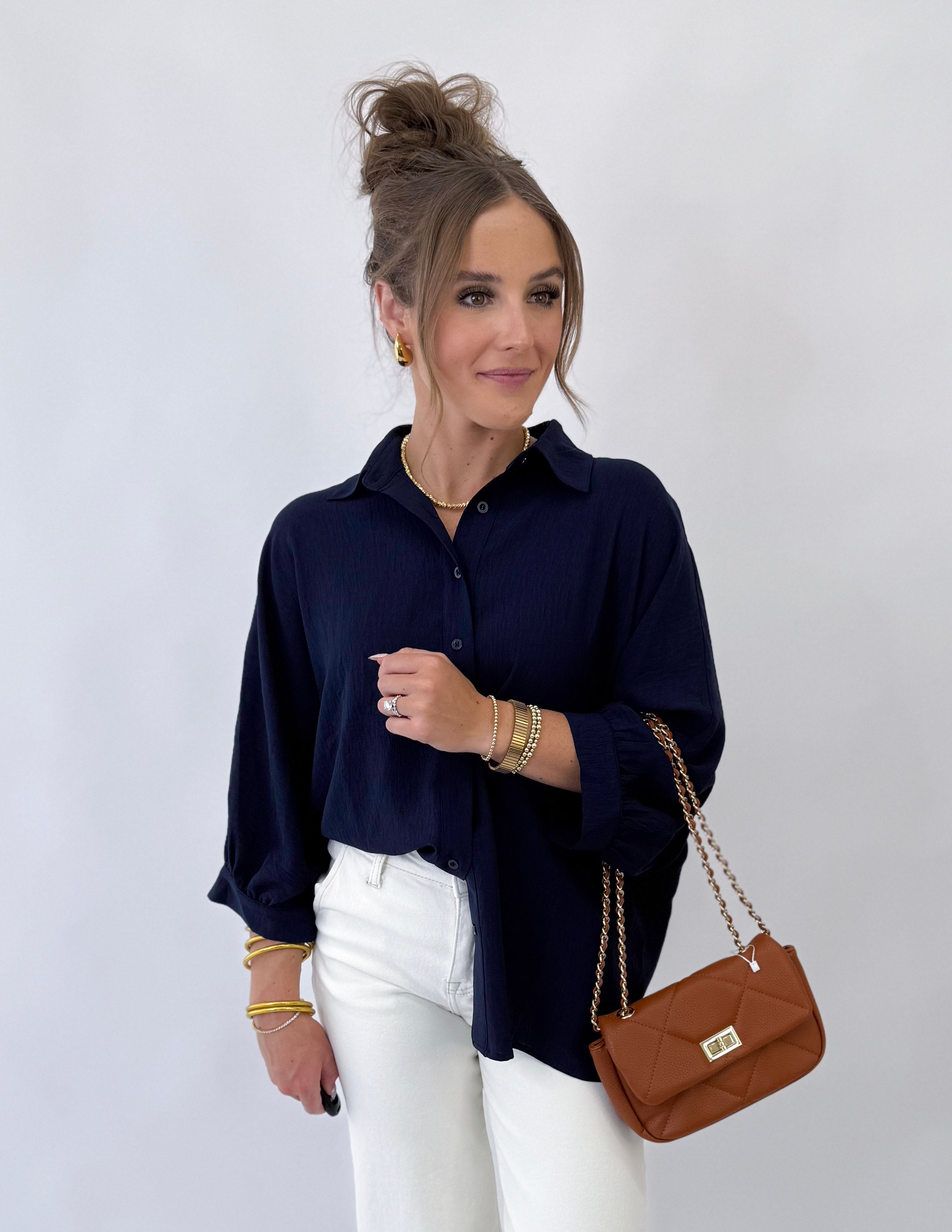 Jess Lea Sloan Button Up- Navy