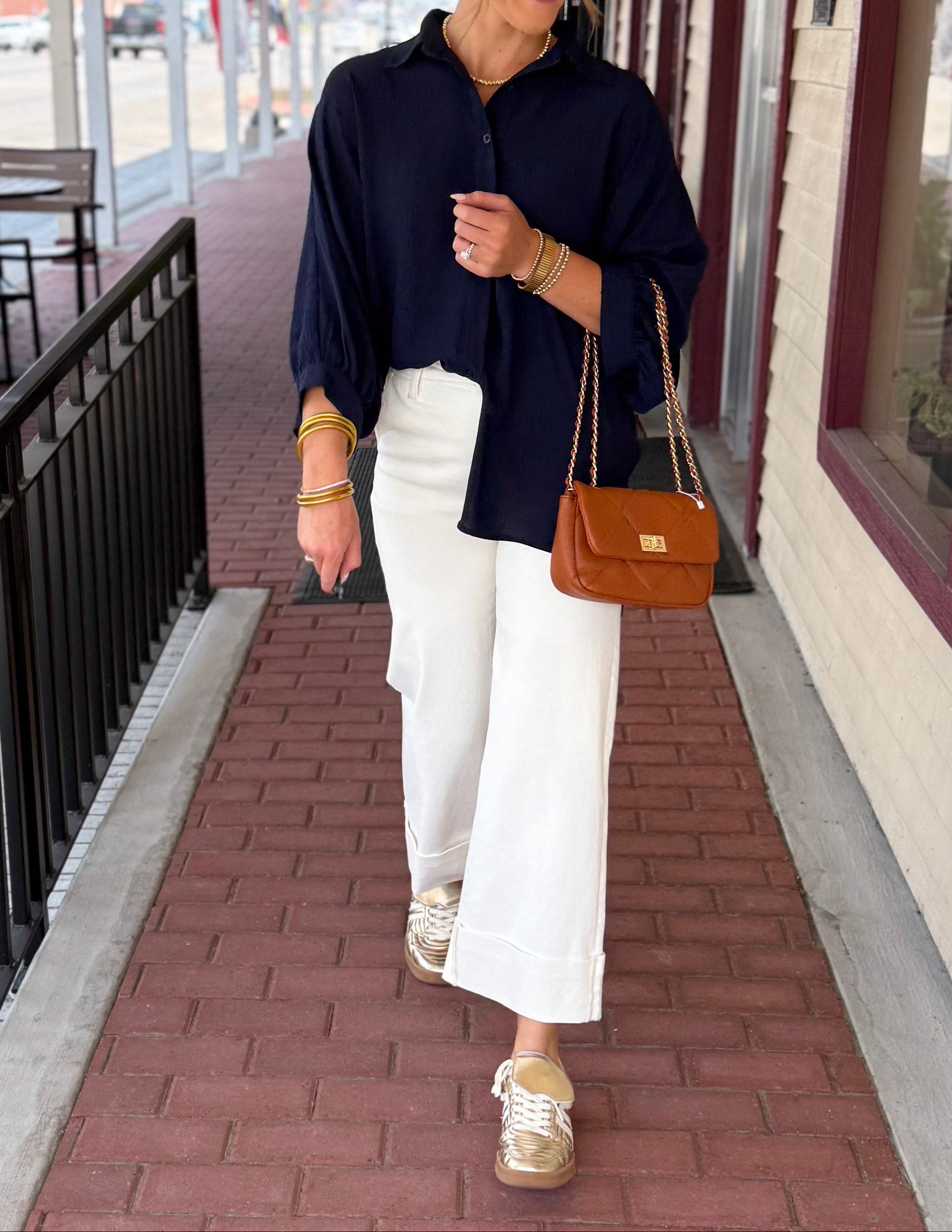Jess Lea Sloan Button Up- Navy