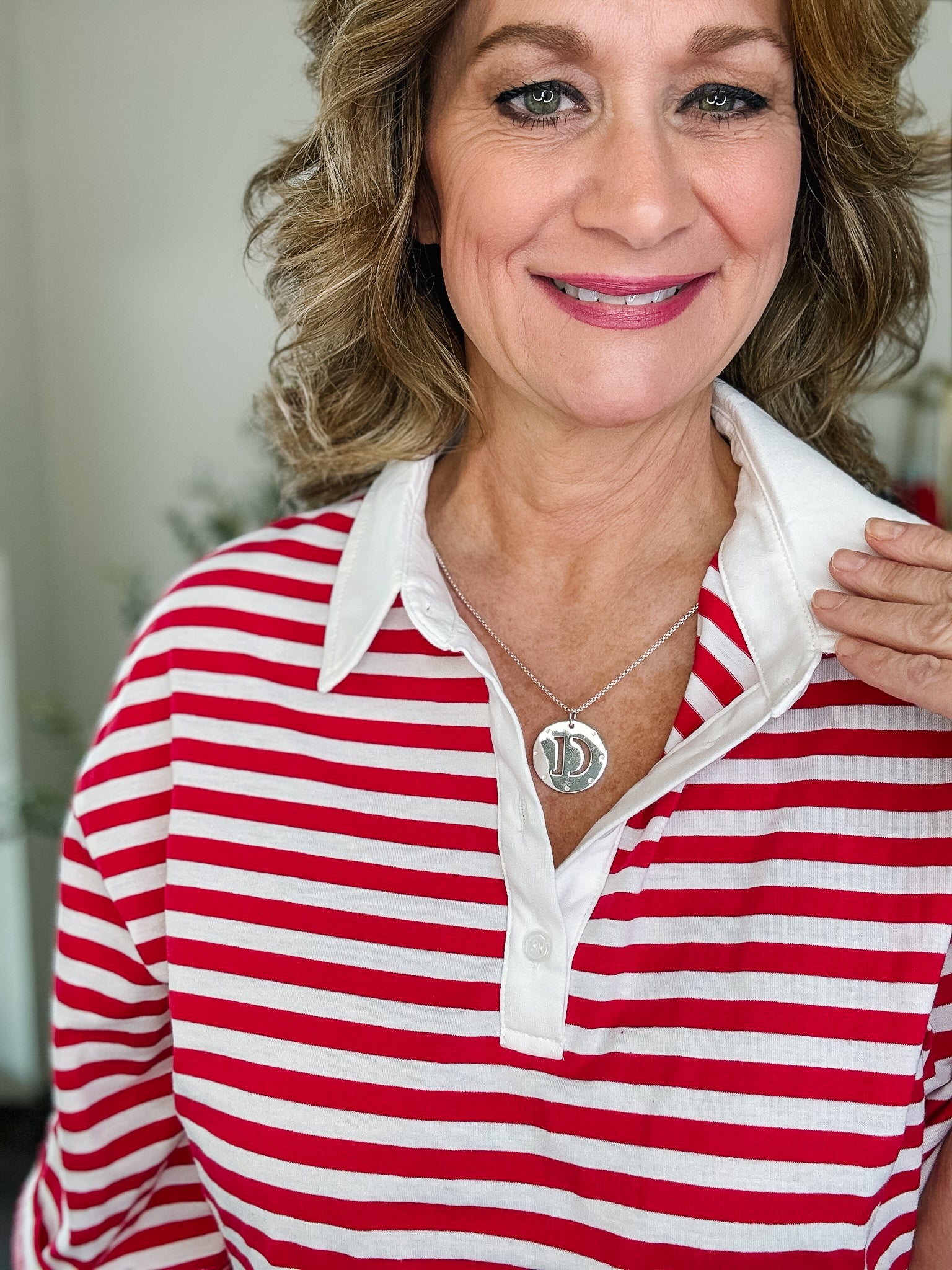 Collared Striped Tee - Red