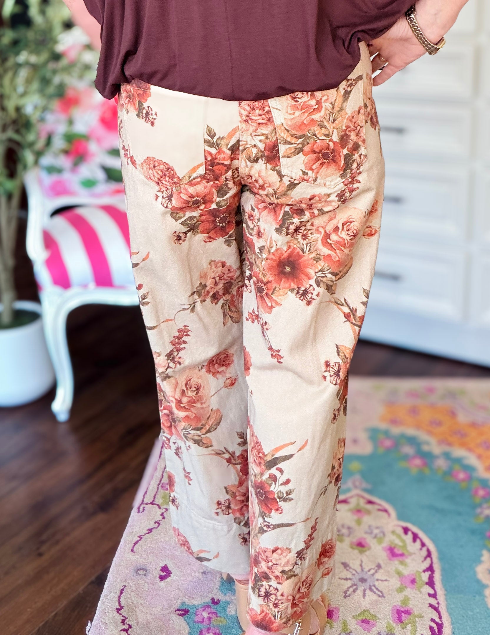 Sienna Petal Denim Pants-Taupe