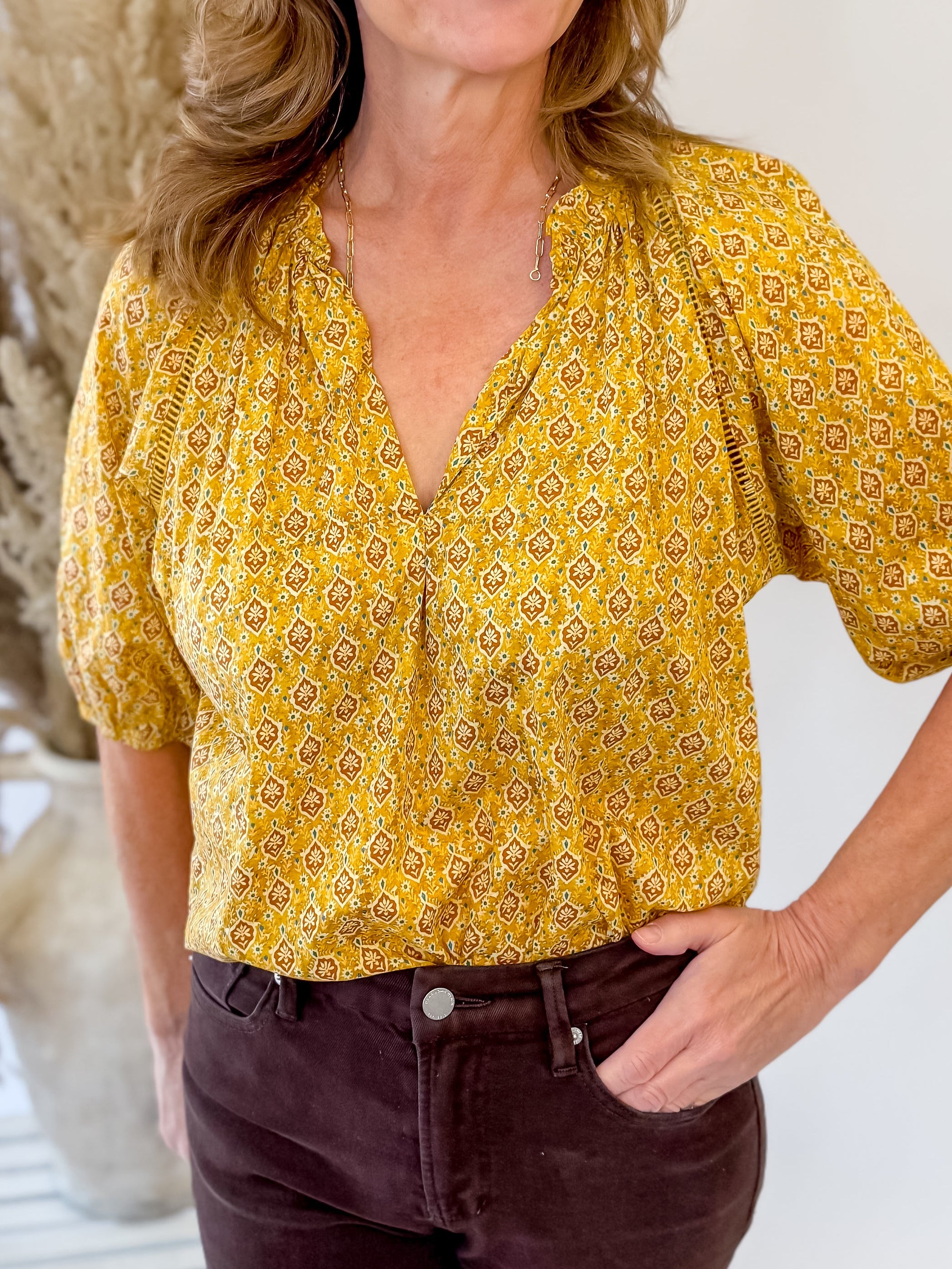 [Dear John] Costa Novely Top- Marigold Calico