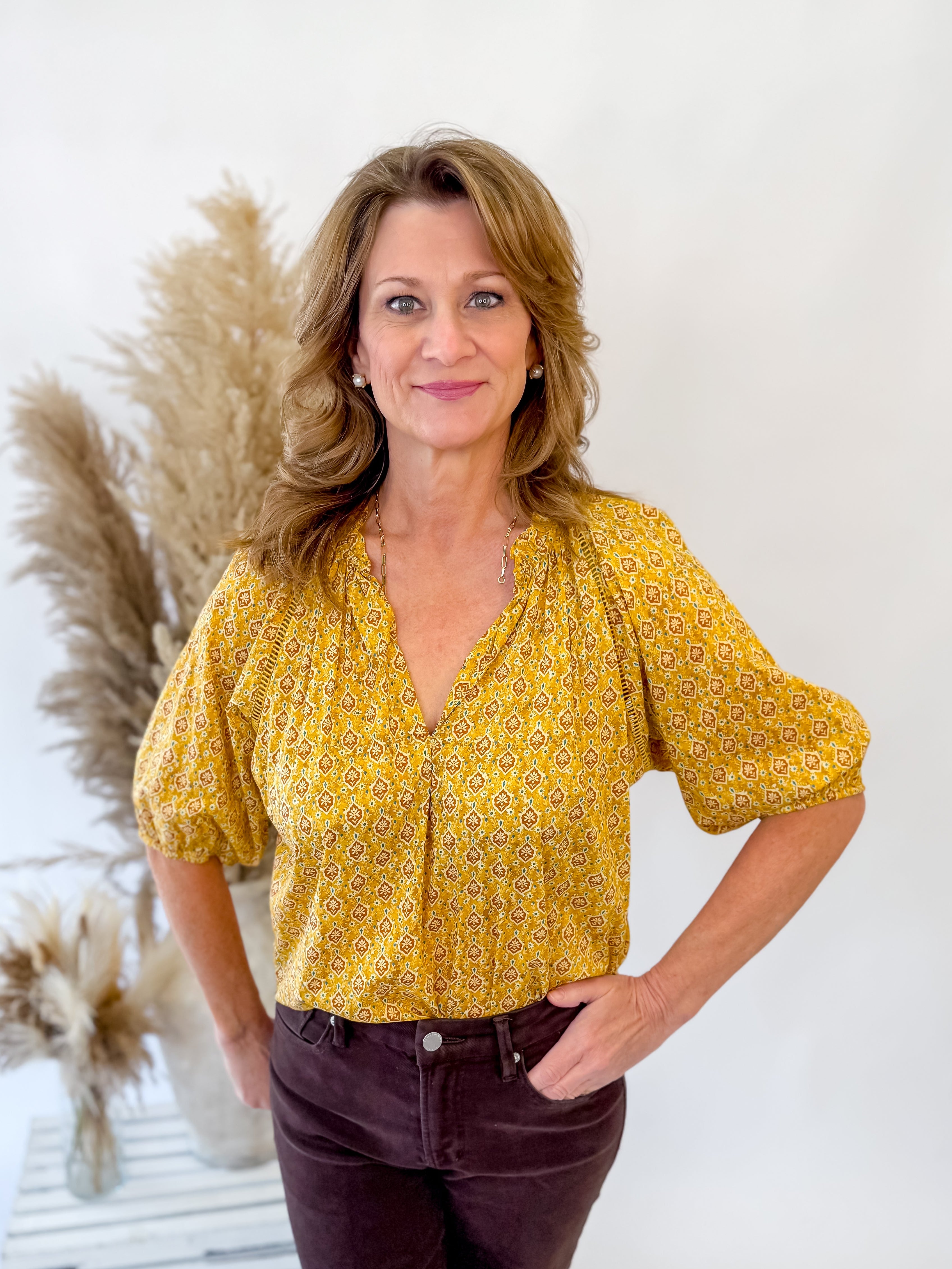 [Dear John] Costa Novely Top- Marigold Calico