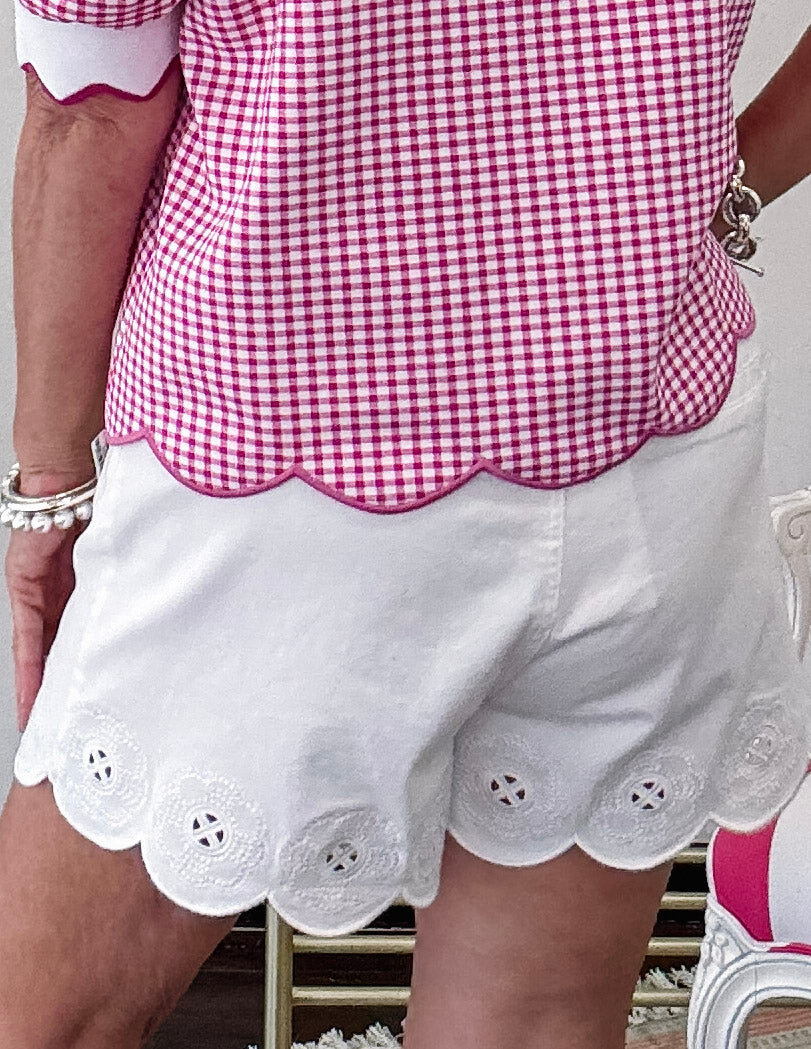 Marley Scallop Hem Shorts - Off White