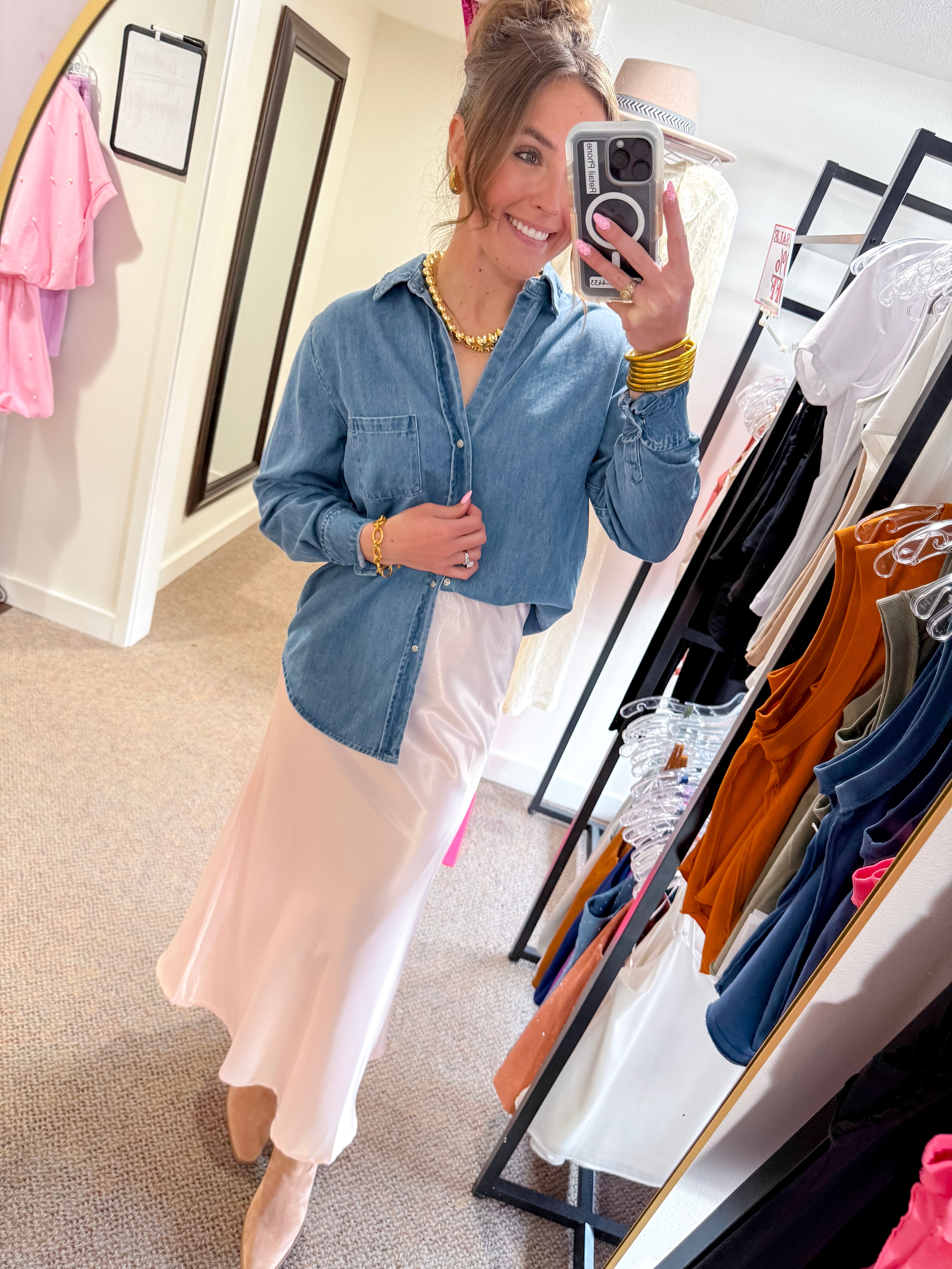 Soft Spoken Satin Skirt- Pink