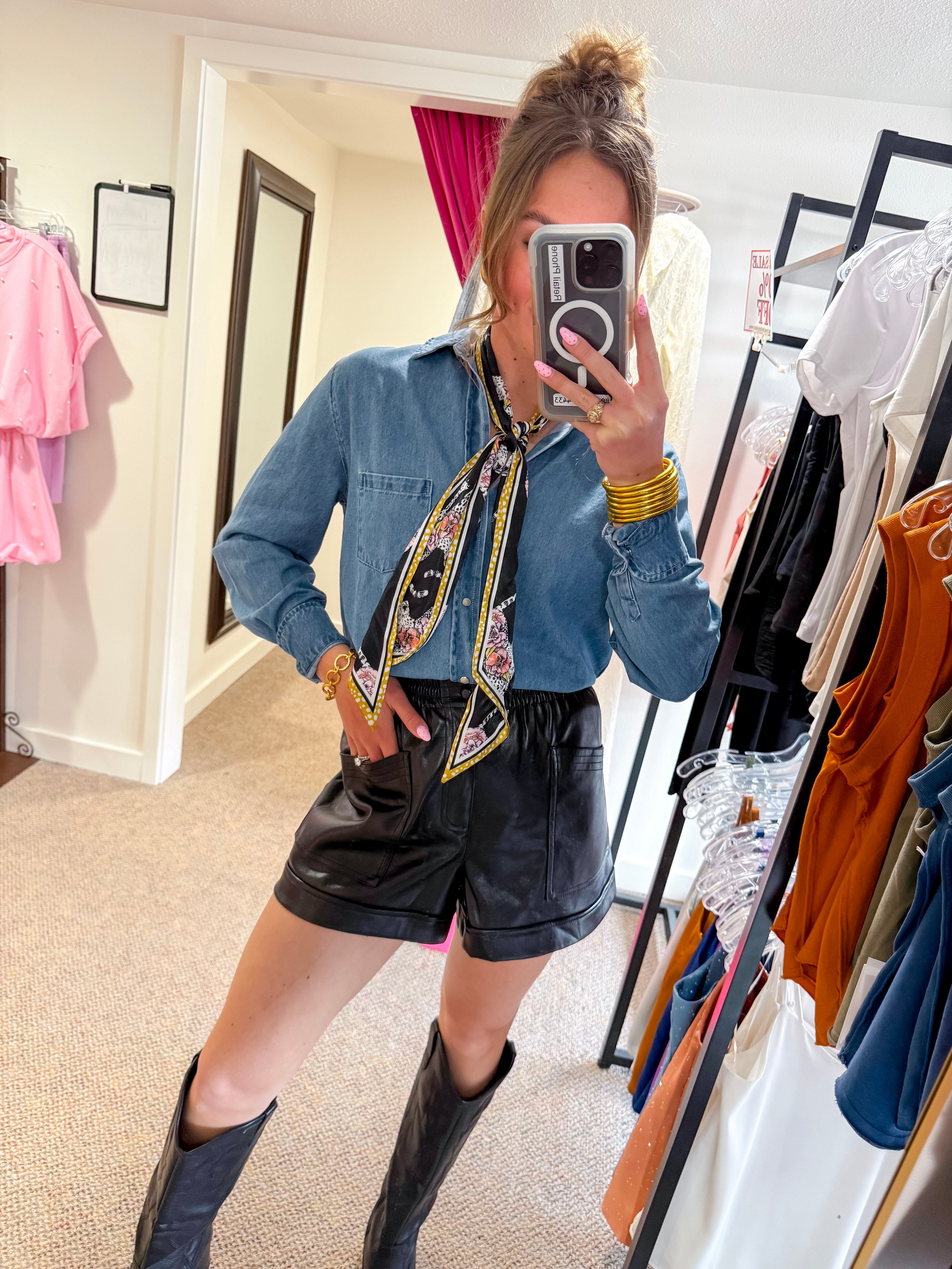 [Elan]Aria Leather Shorts- Black