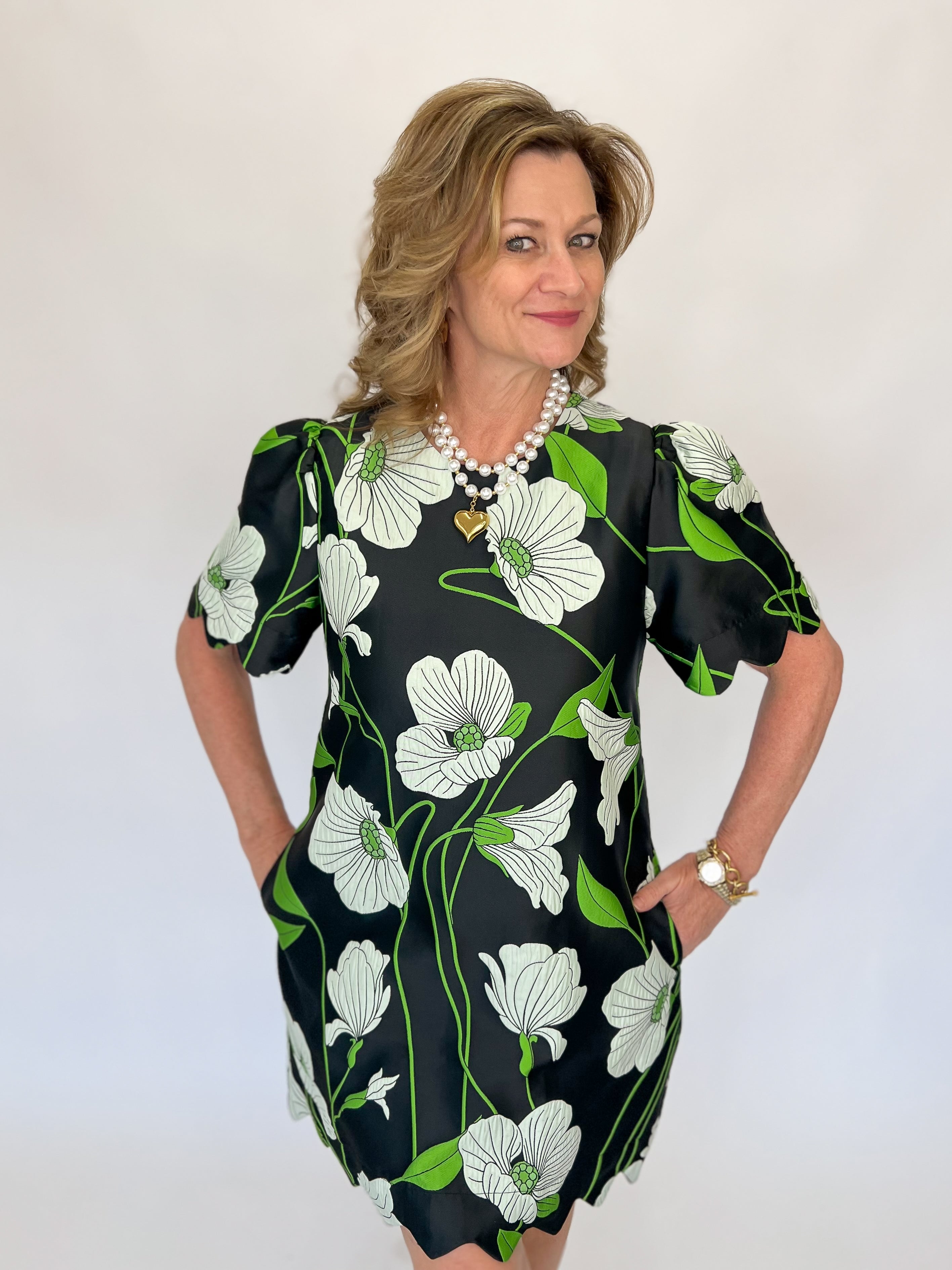 Noir Garden Jacquard Dress