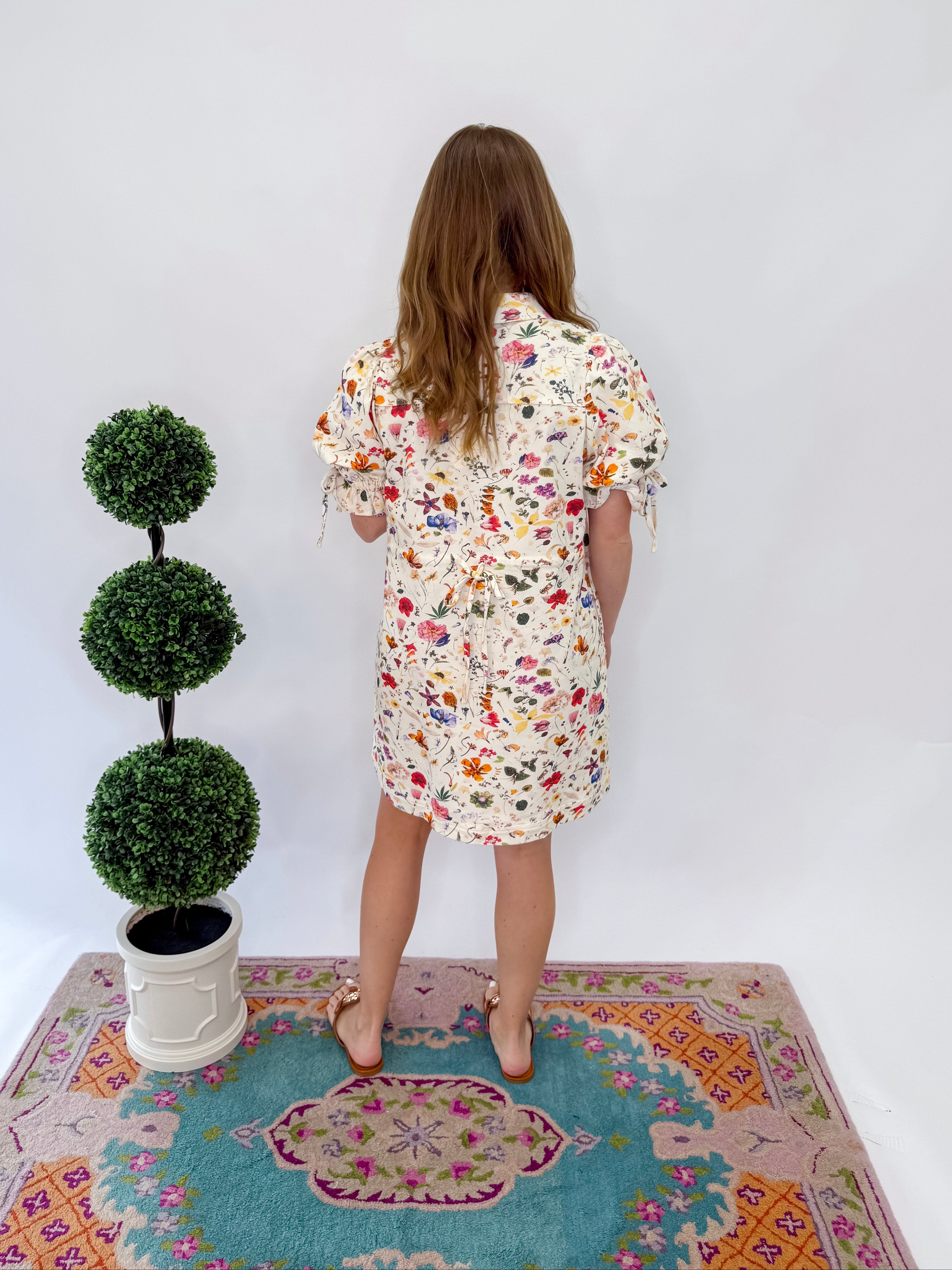 Savannah Bloom Mini Dress - Cream