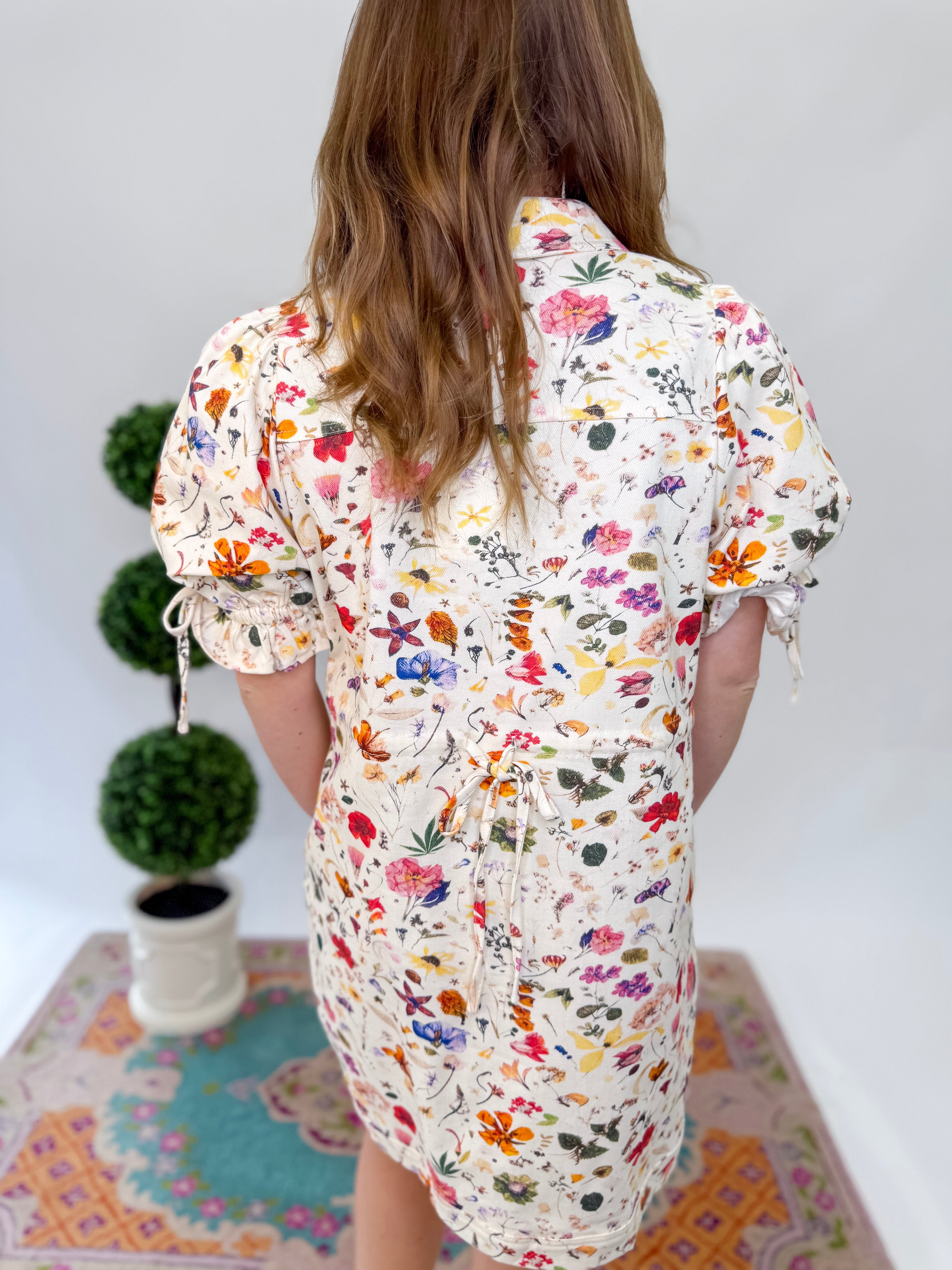 Savannah Bloom Mini Dress - Cream