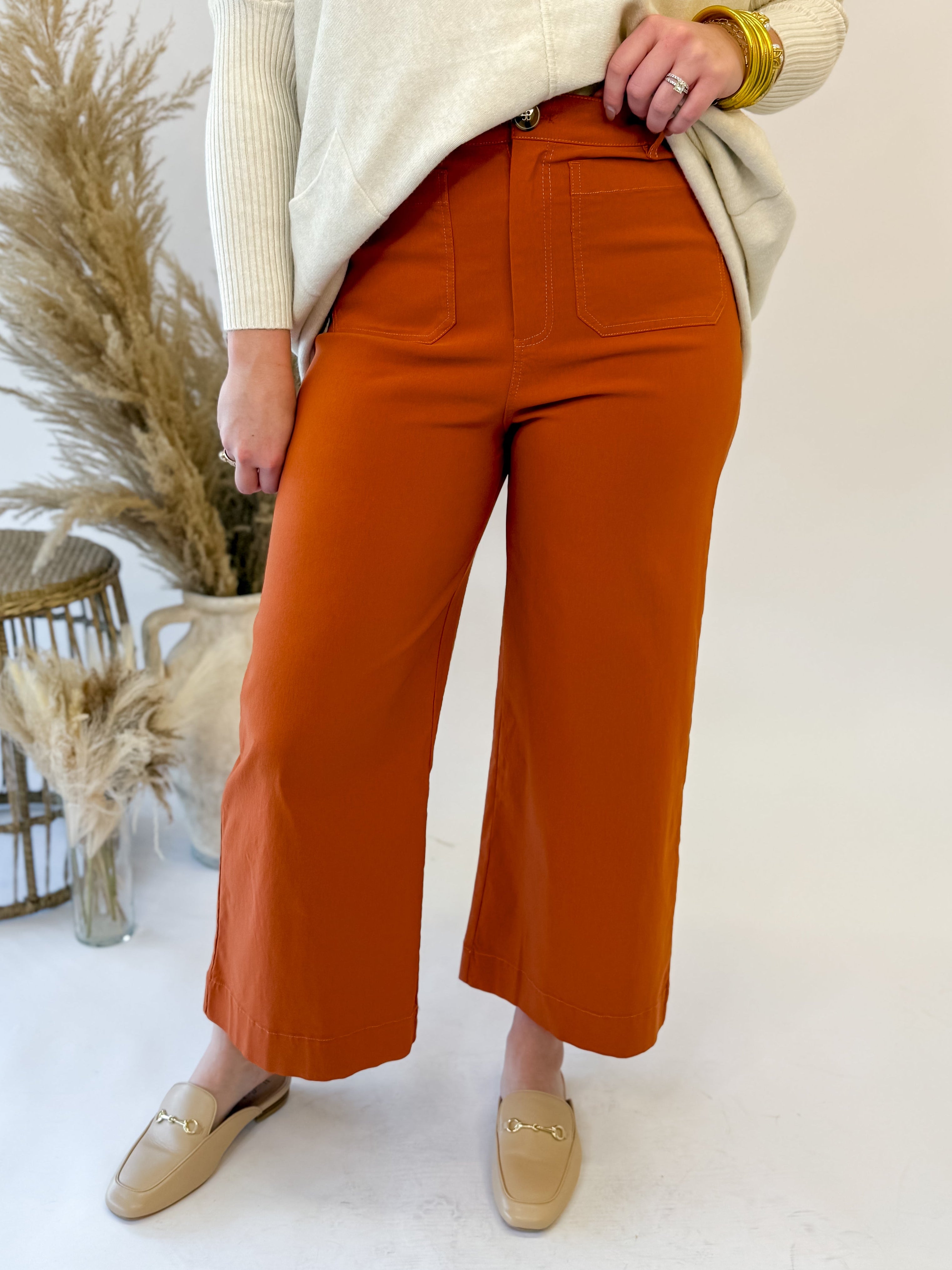 [Mud Pie] Jake Wide Leg Pant-Rust