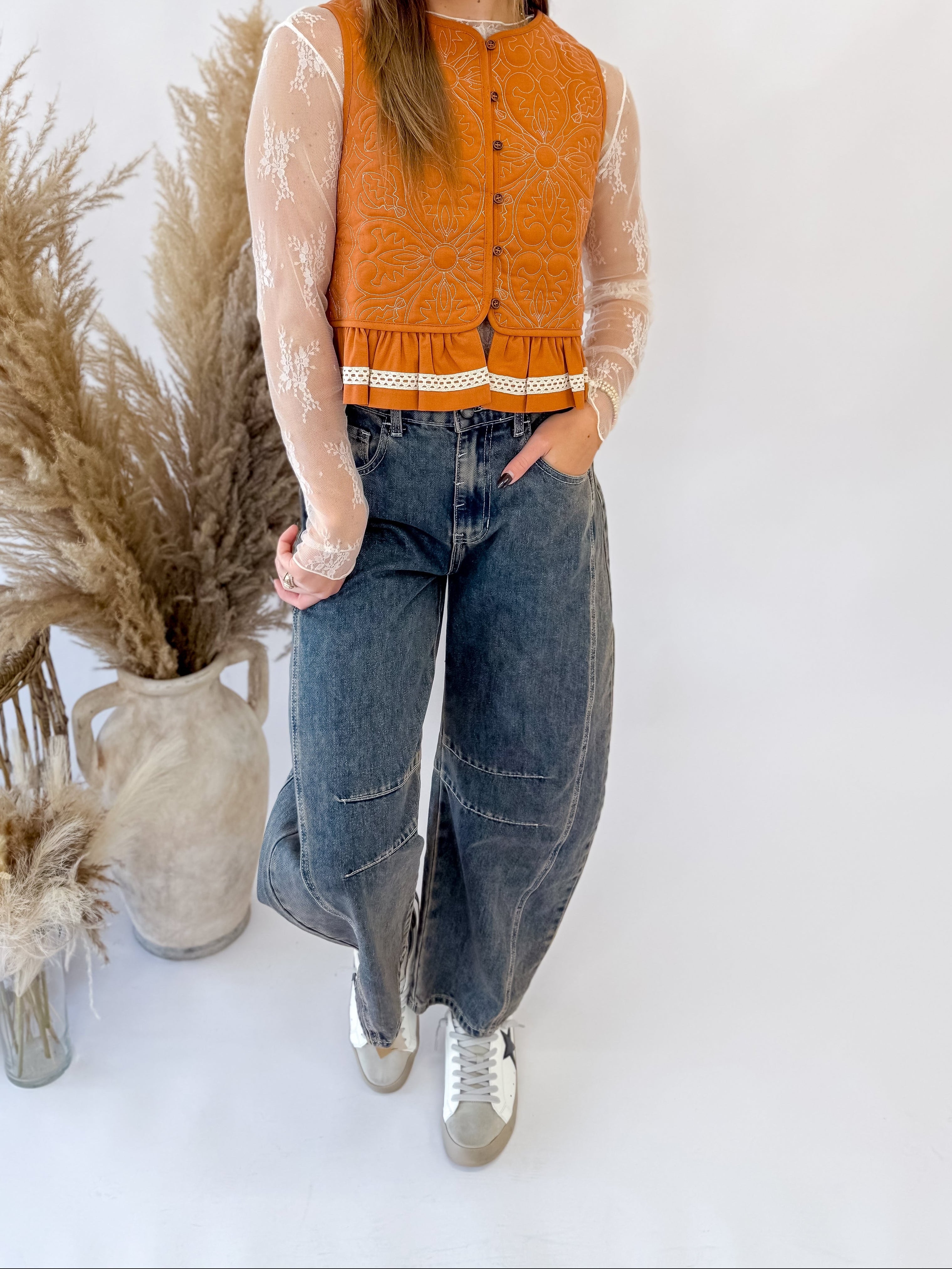 Copper Rose Peplum Vest