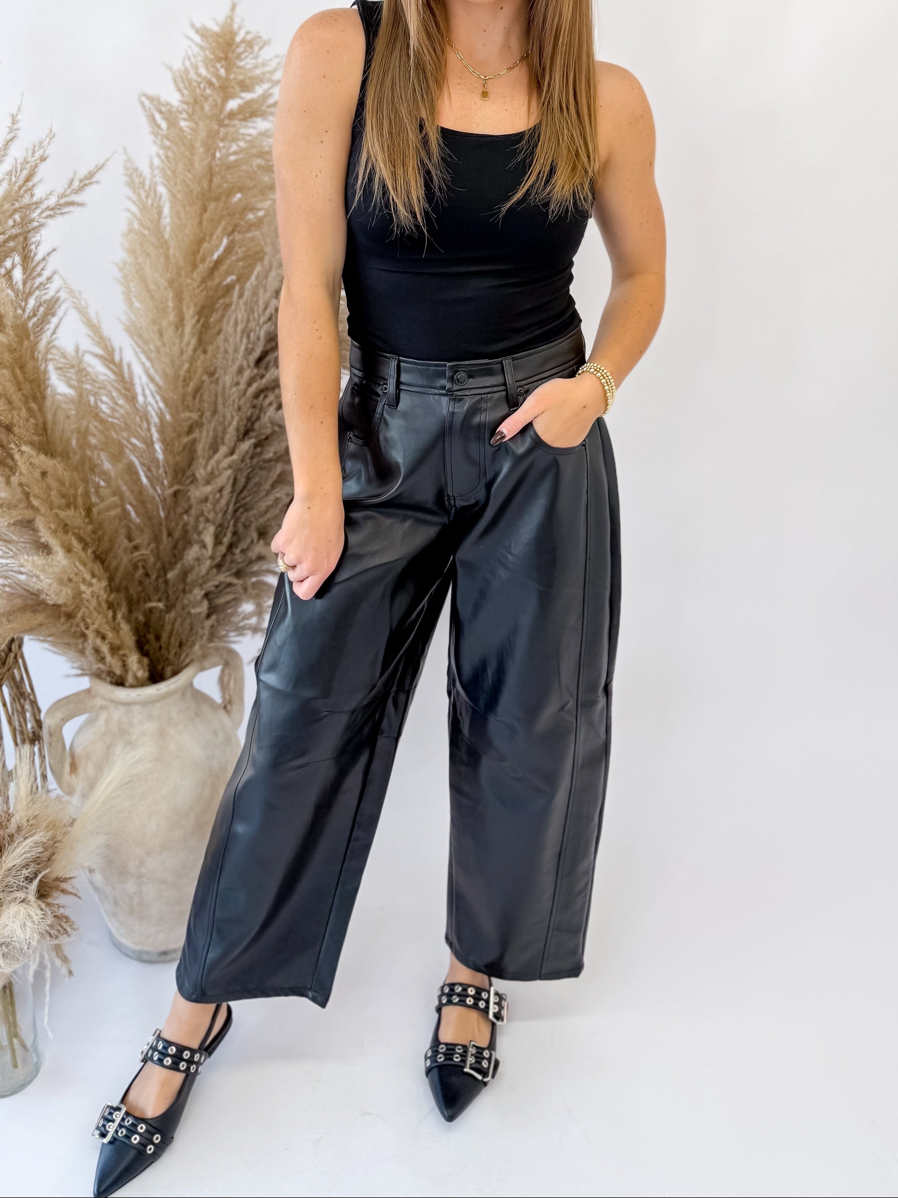 Above and Beyond Pleather Barrel Pants