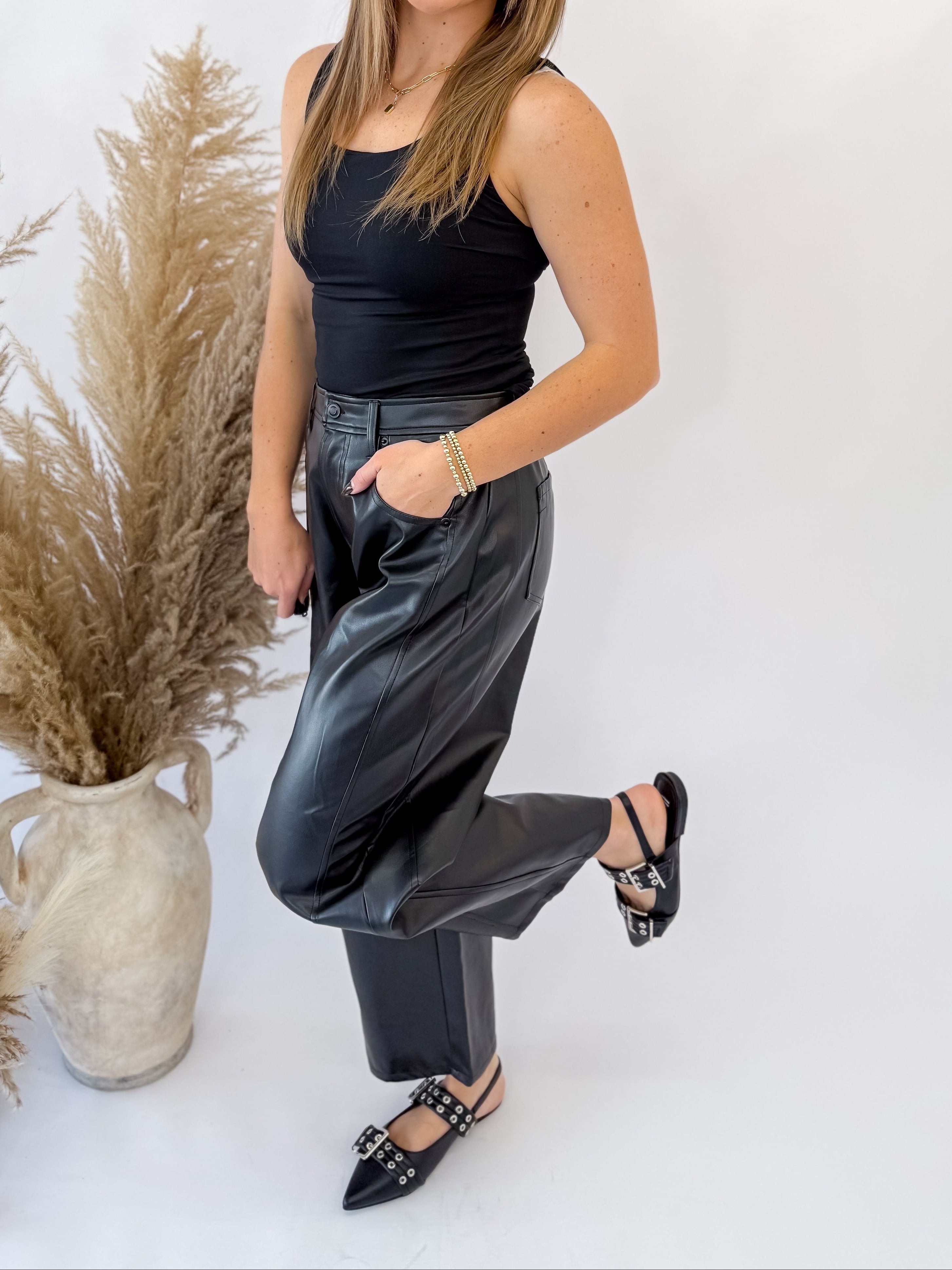 Above and Beyond Pleather Barrel Pants