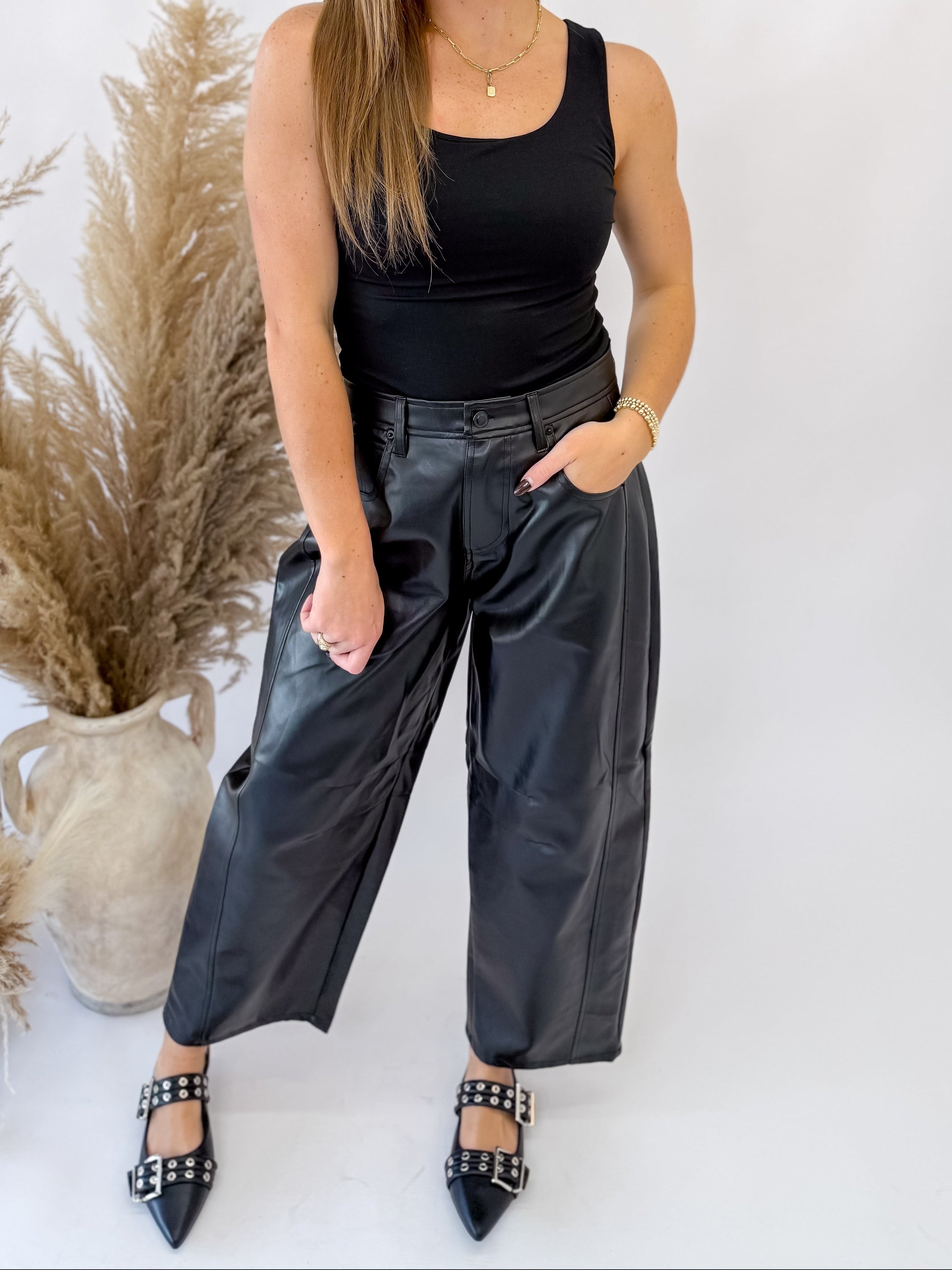 Above and Beyond Pleather Barrel Pants