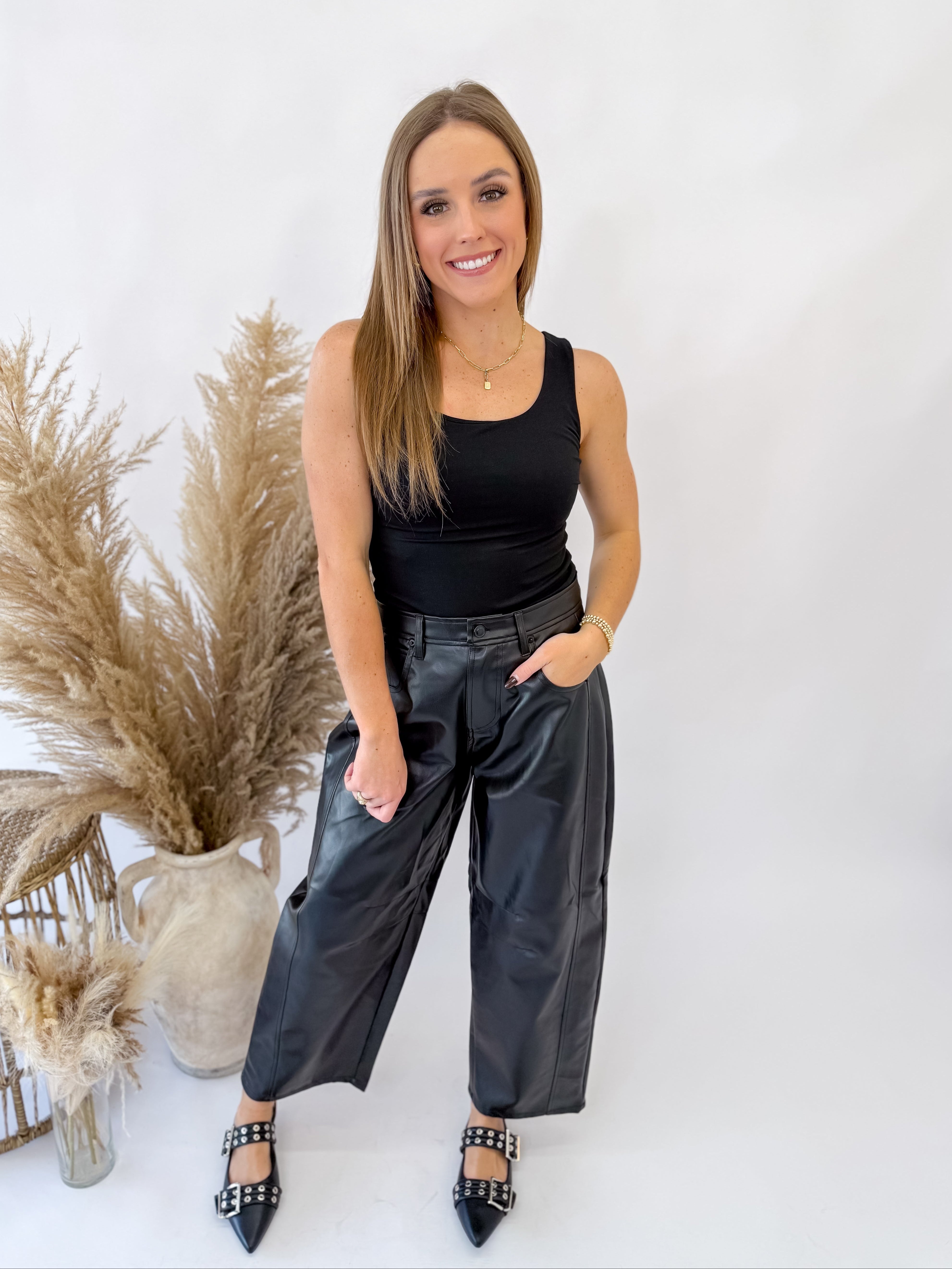Above and Beyond Pleather Barrel Pants
