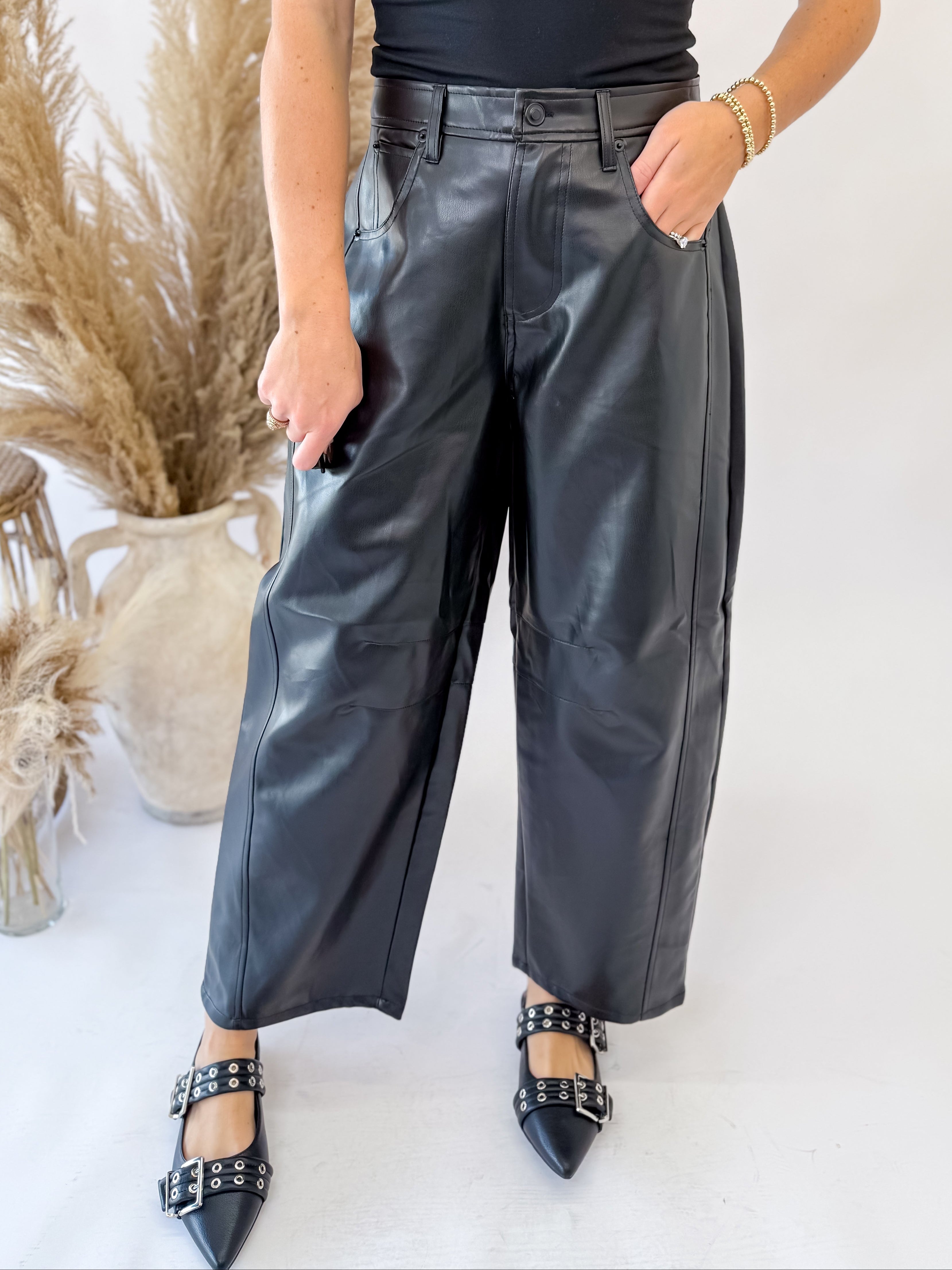 Above and Beyond Pleather Barrel Pants