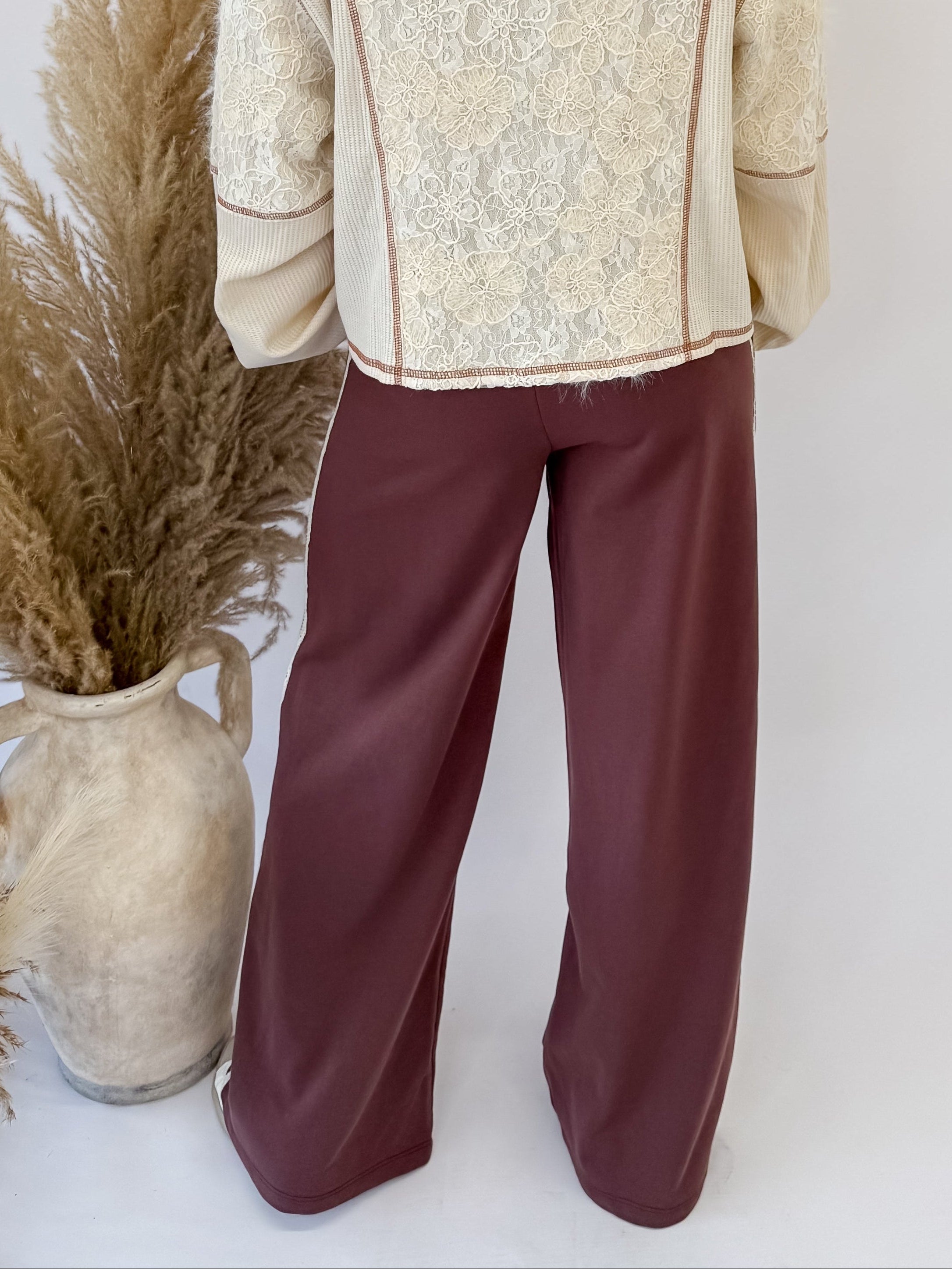 Chic Stripe & Lace Joggers