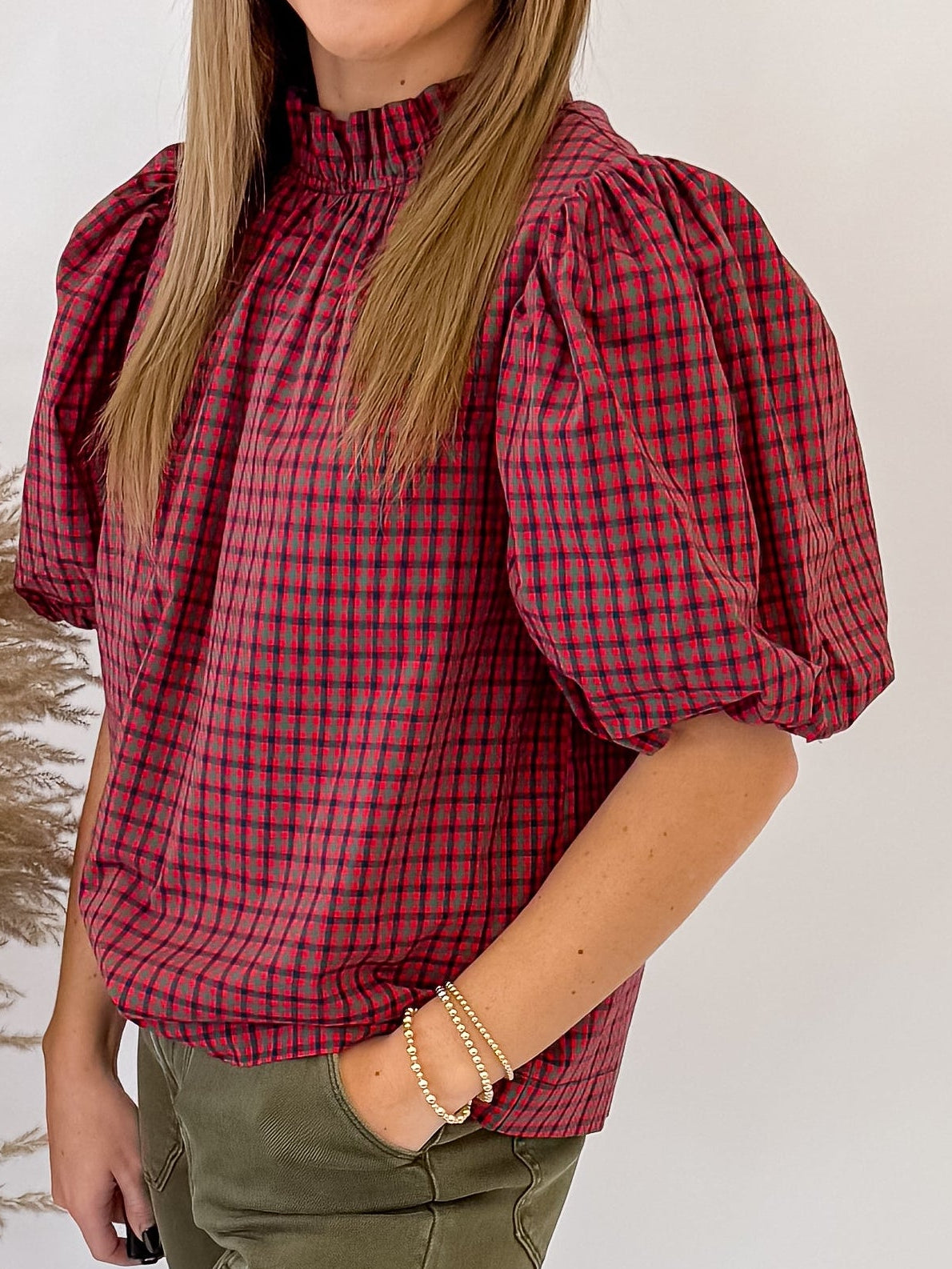 Plaid and Poise Top