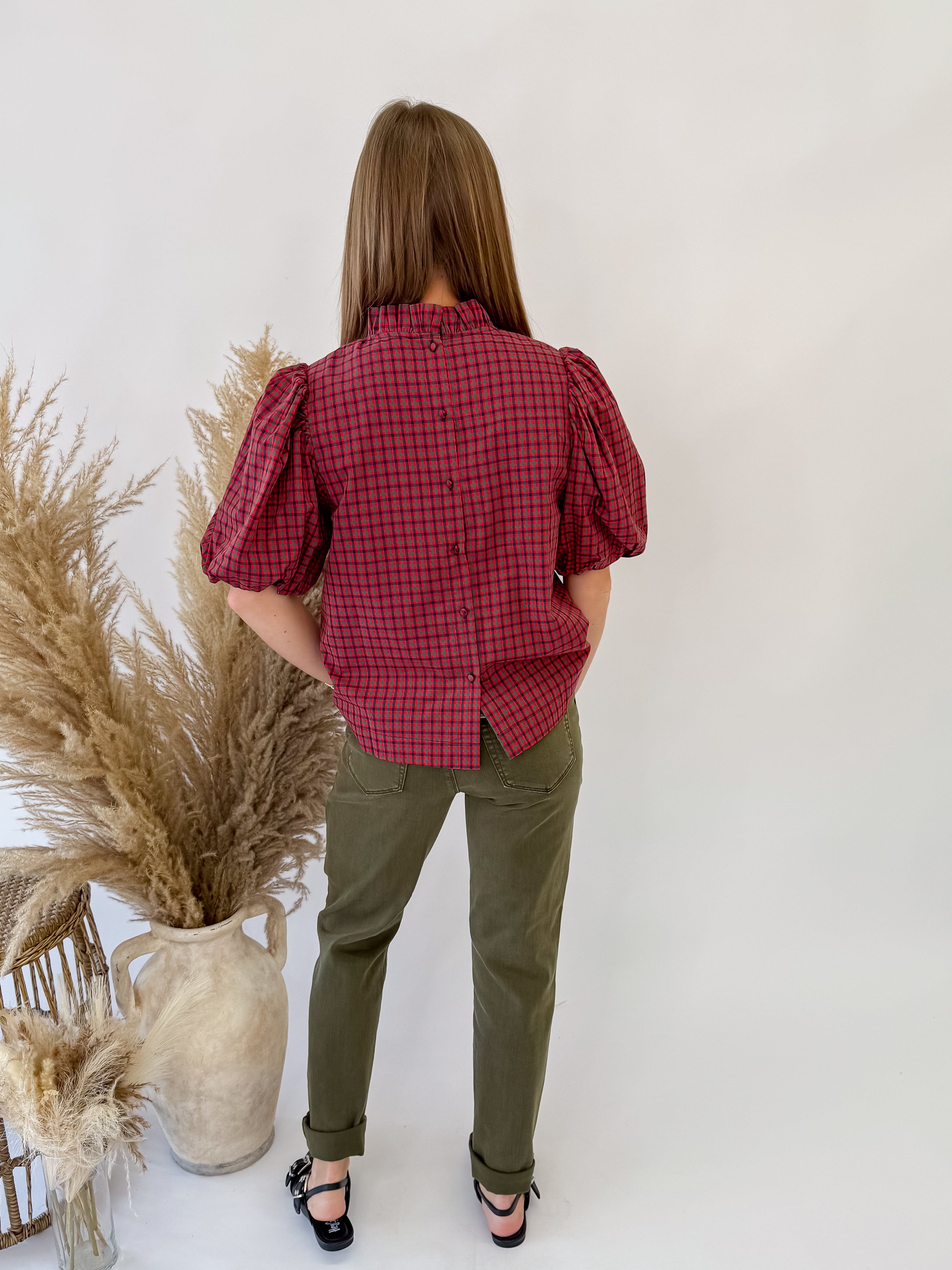 [Judy Blue] Aurora High Waist  Garment Dyed Cuffed Jean-Ankle- DK Forest