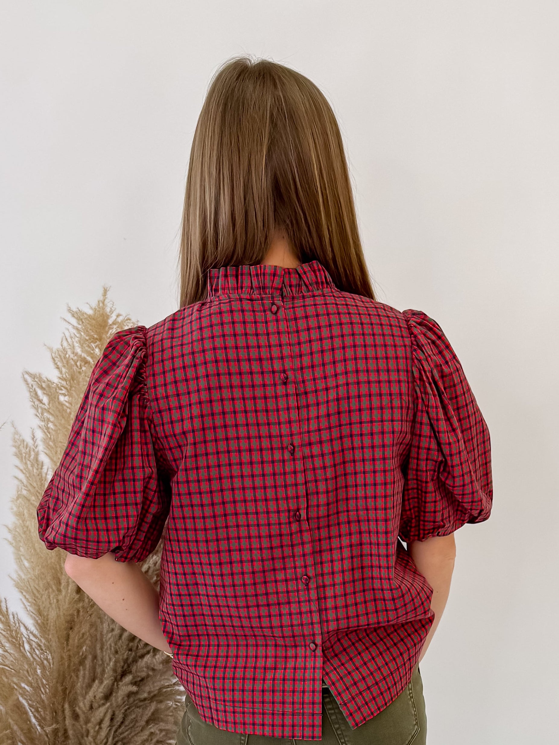 Plaid and Poise Top