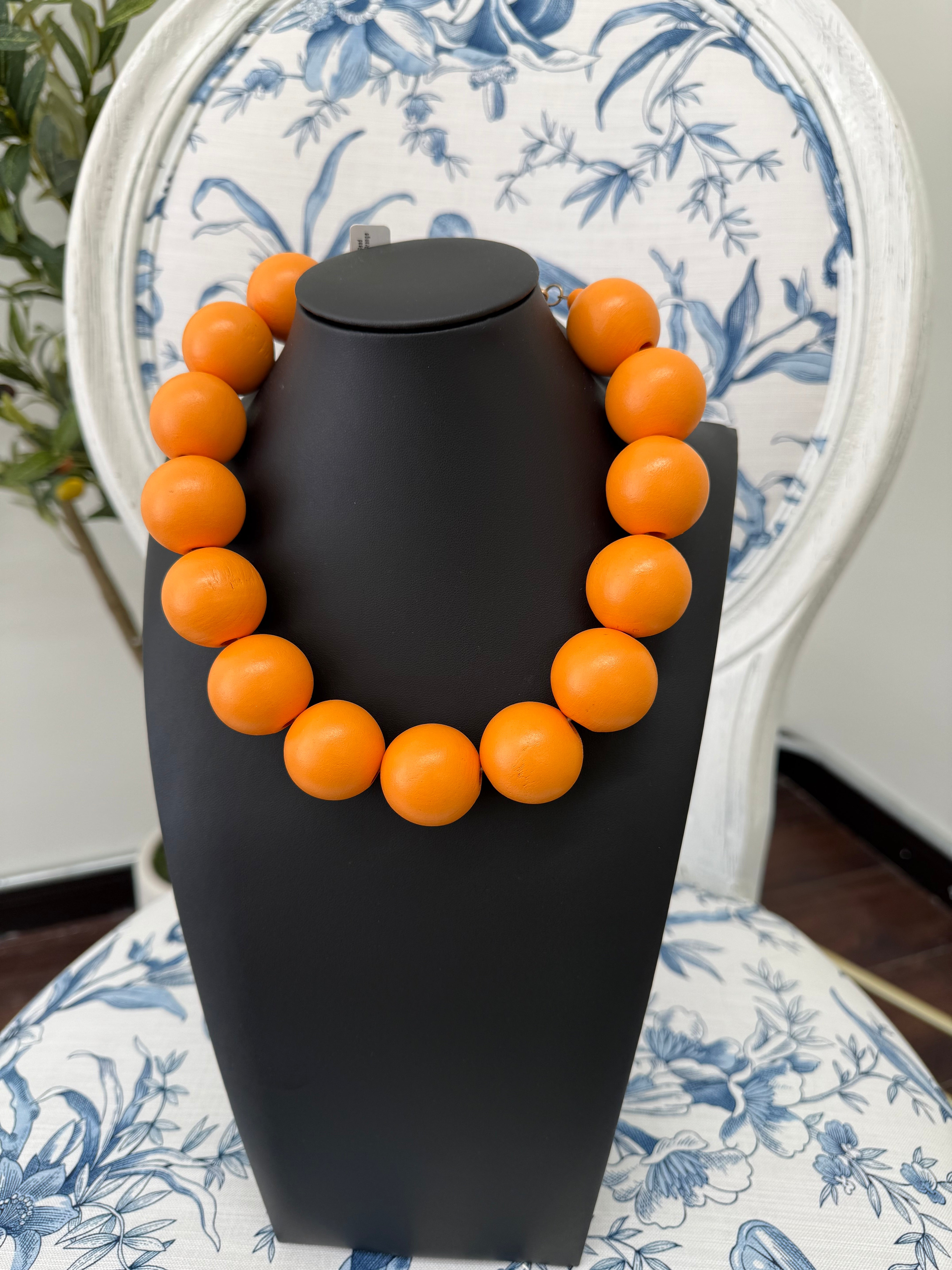 Chunky Bead Necklace- Orange