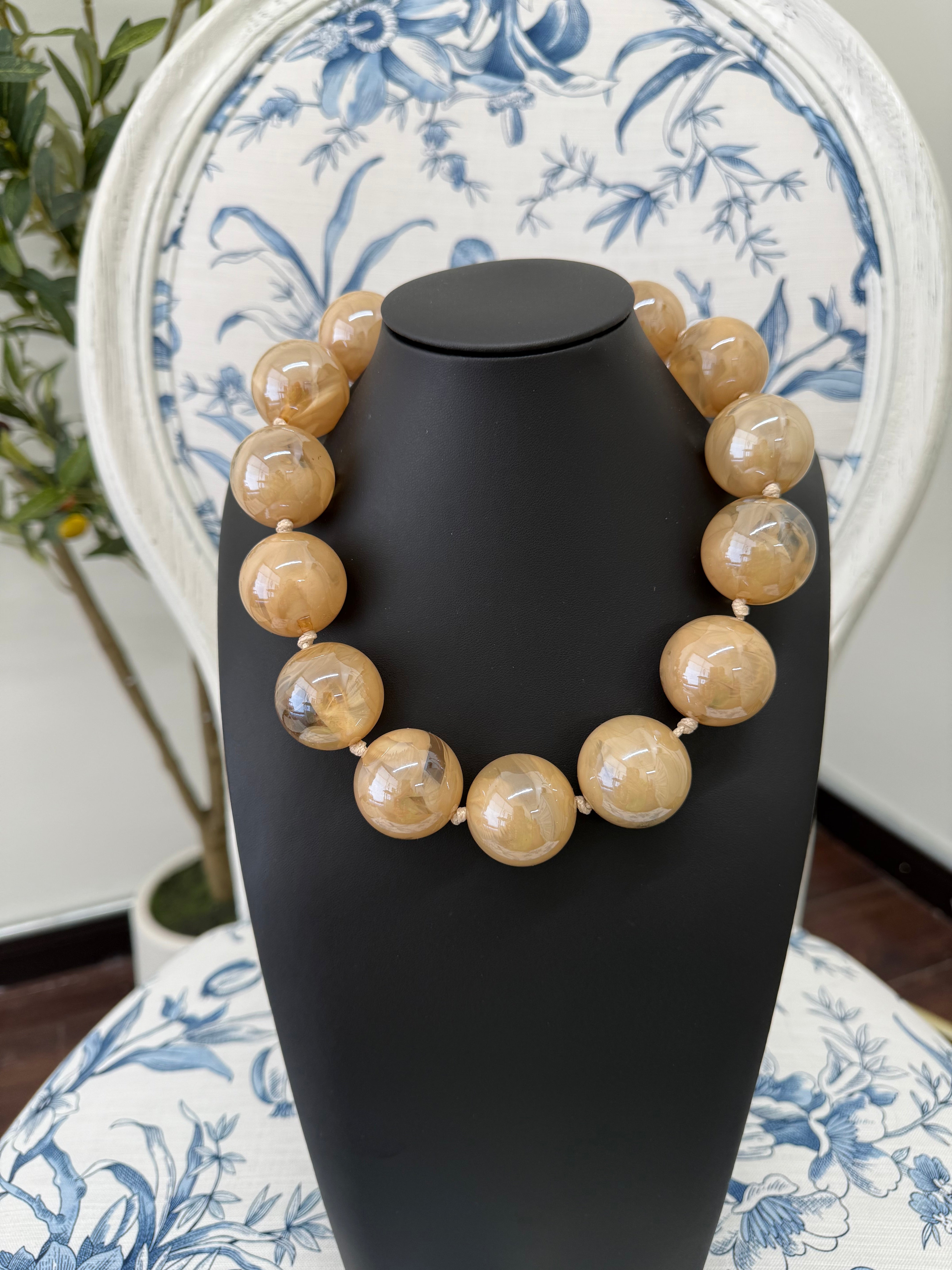 Chunky Bead Necklace-Caramel