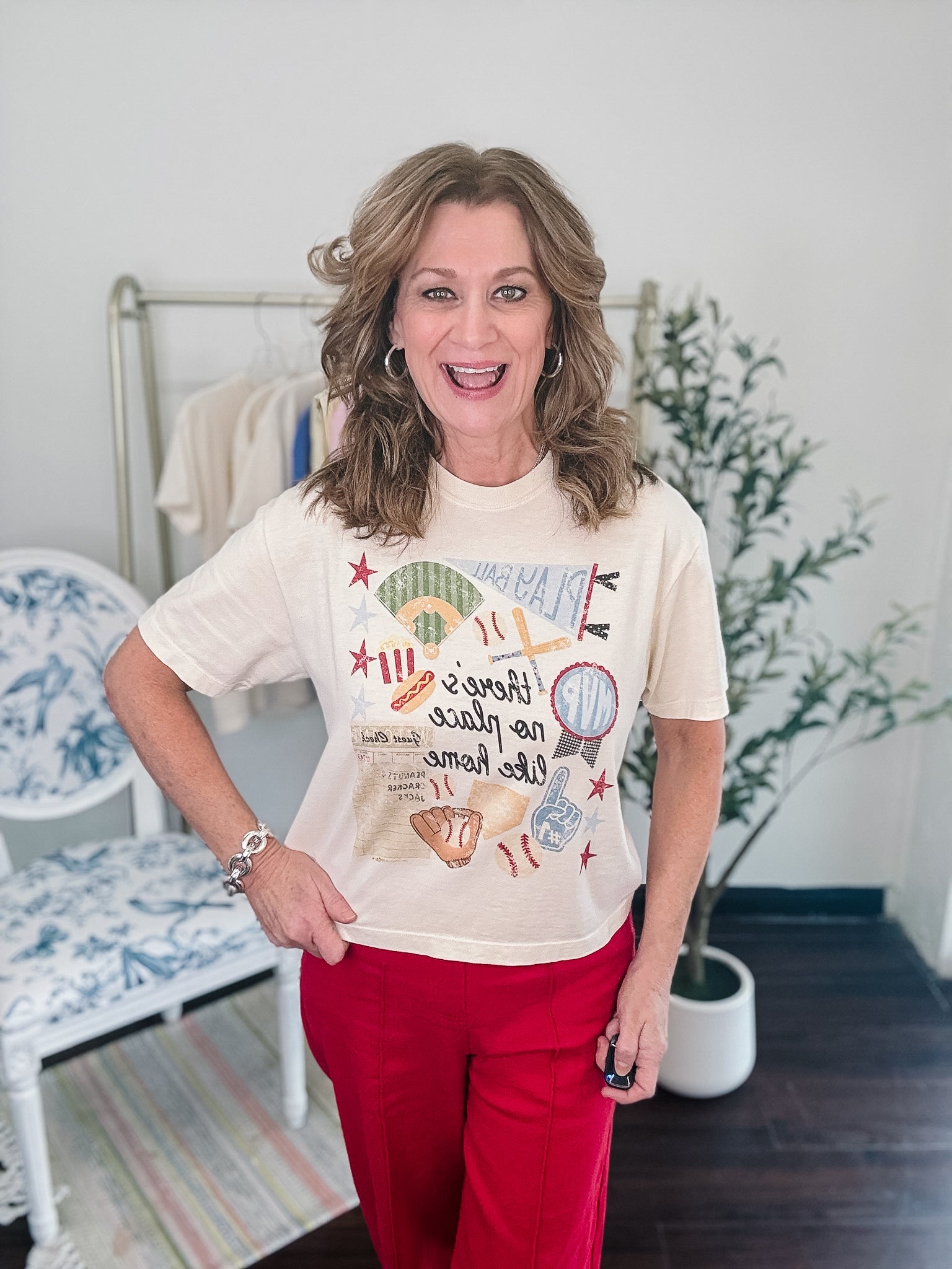 No Place Like Home Baseball Collage Crop Tee