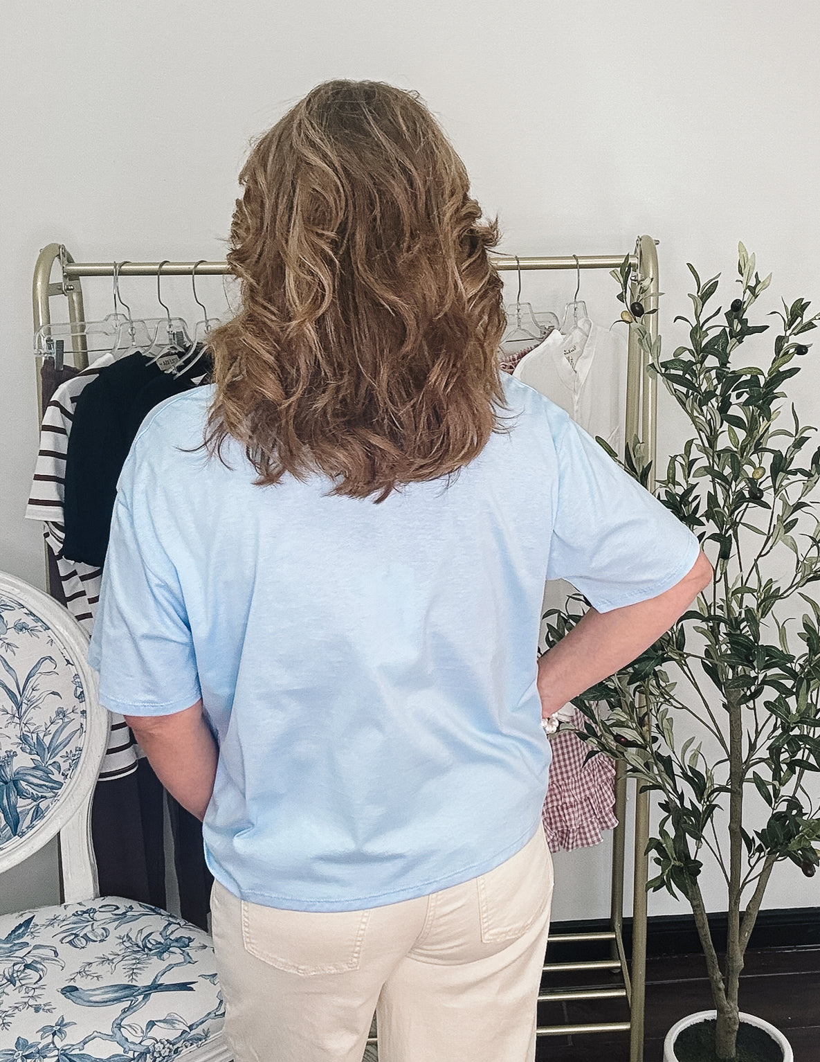 Blooming Fun Embroidered Daisy Tee - Blue