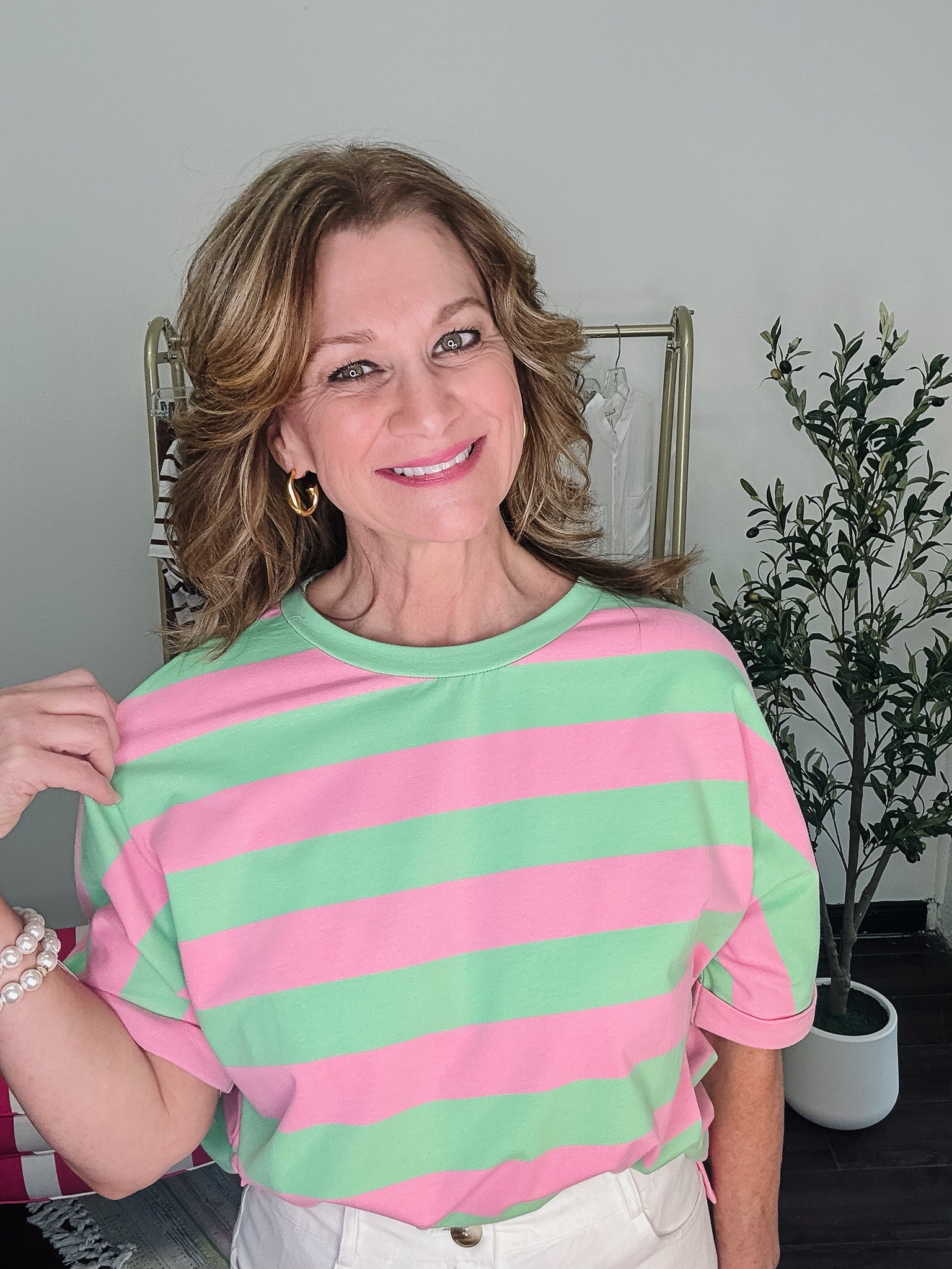 Feels Like the 80's Striped Tee - Green