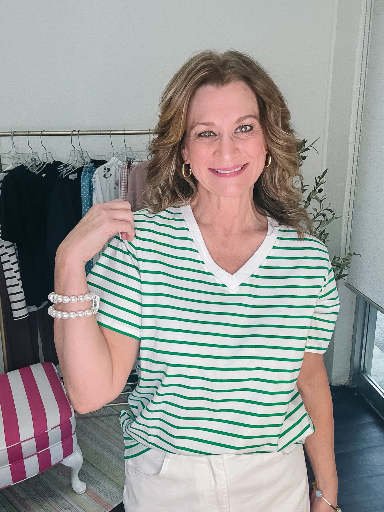 Double the Fun Stripe Tee - Green