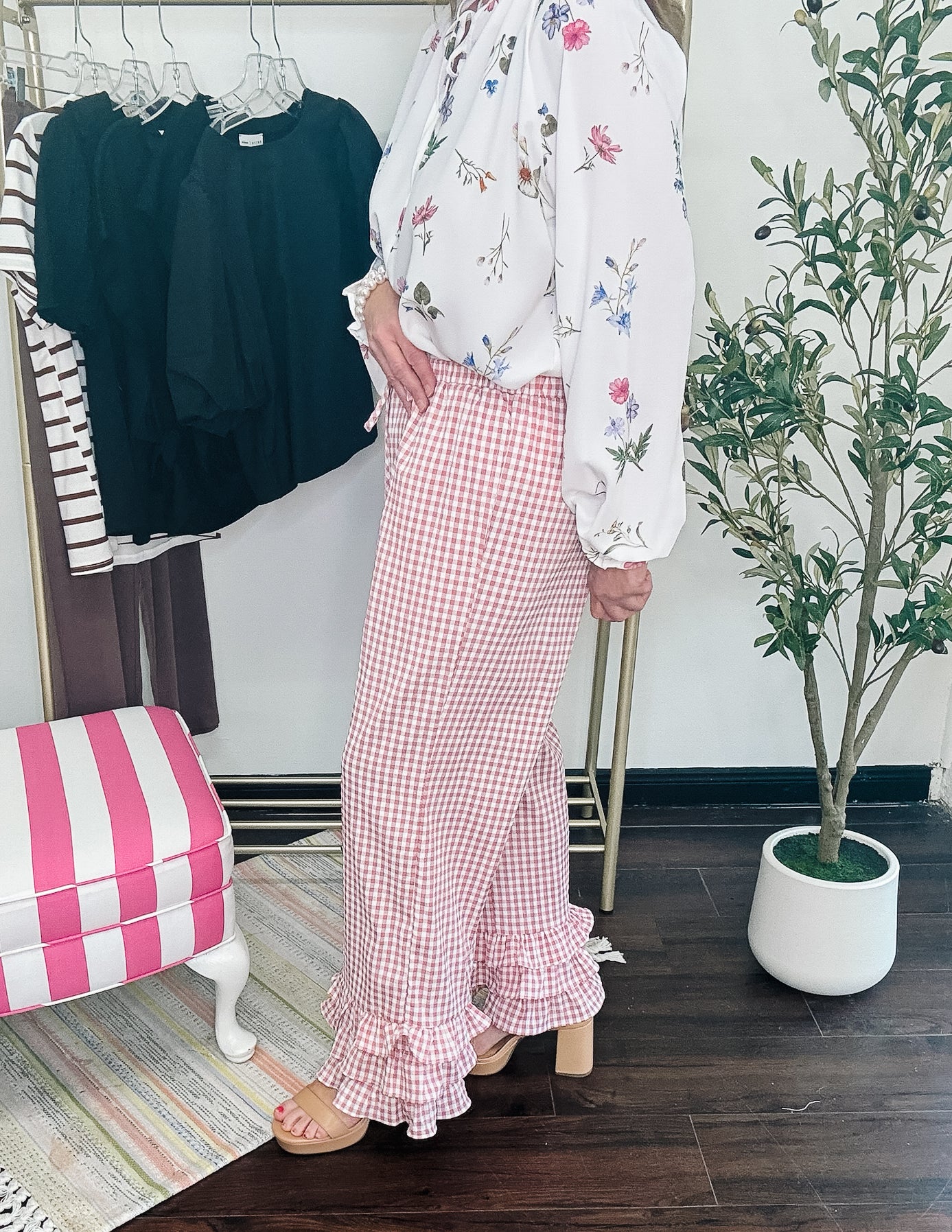 Seersucker Pink Gingham Pants