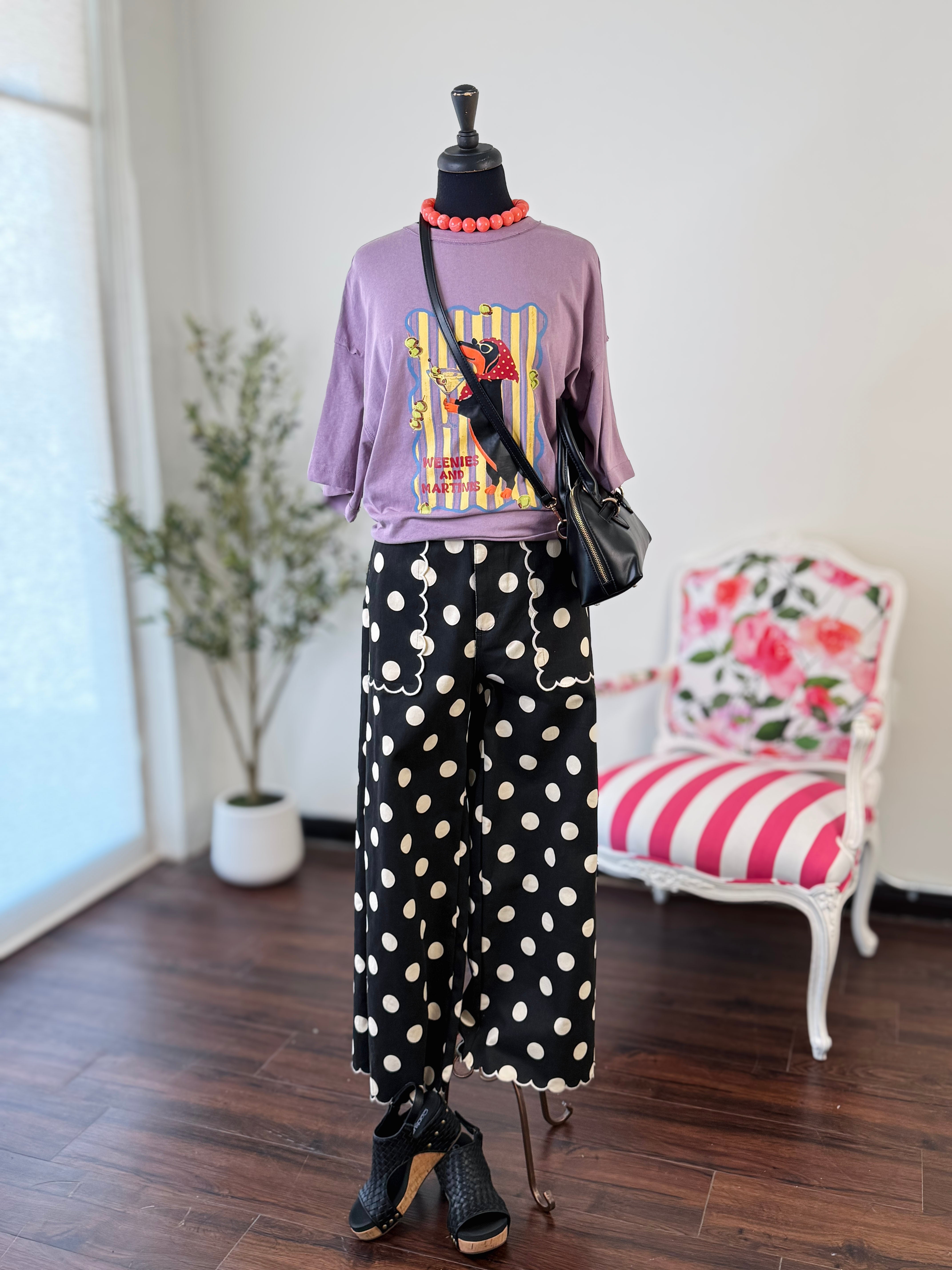 Weenies and Martinis Graphic Tee-Wild Berry