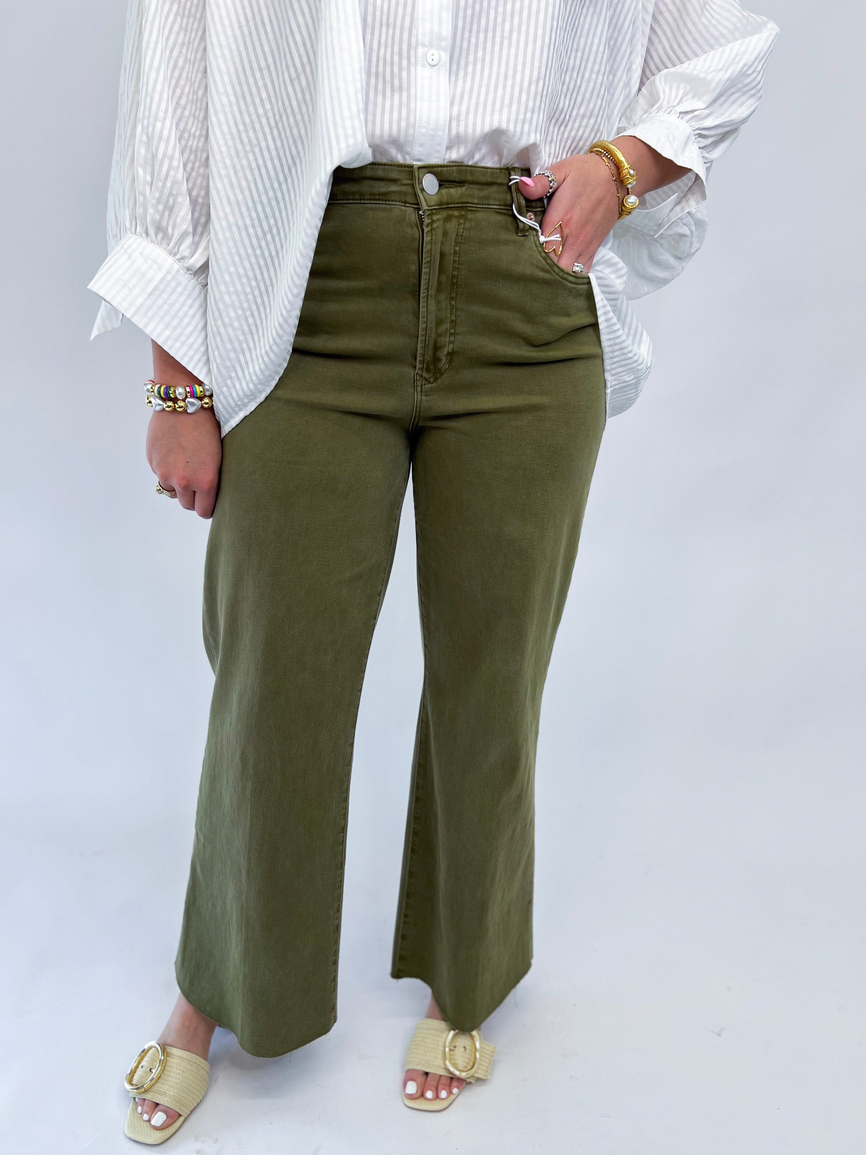 [Dear John] Fiona Wide Leg Jean- Olive Branch