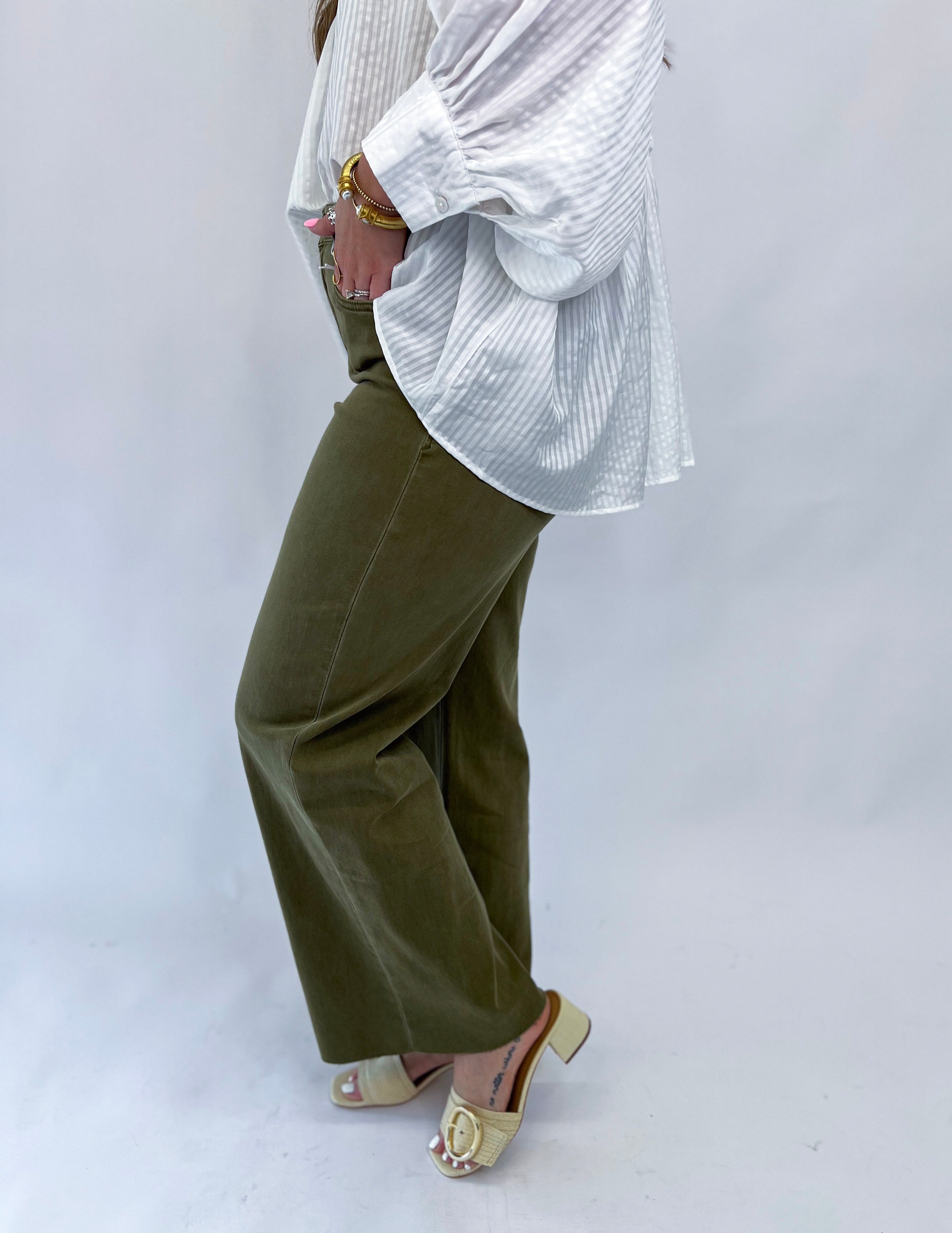 [Dear John] Fiona Wide Leg Jean- Olive Branch