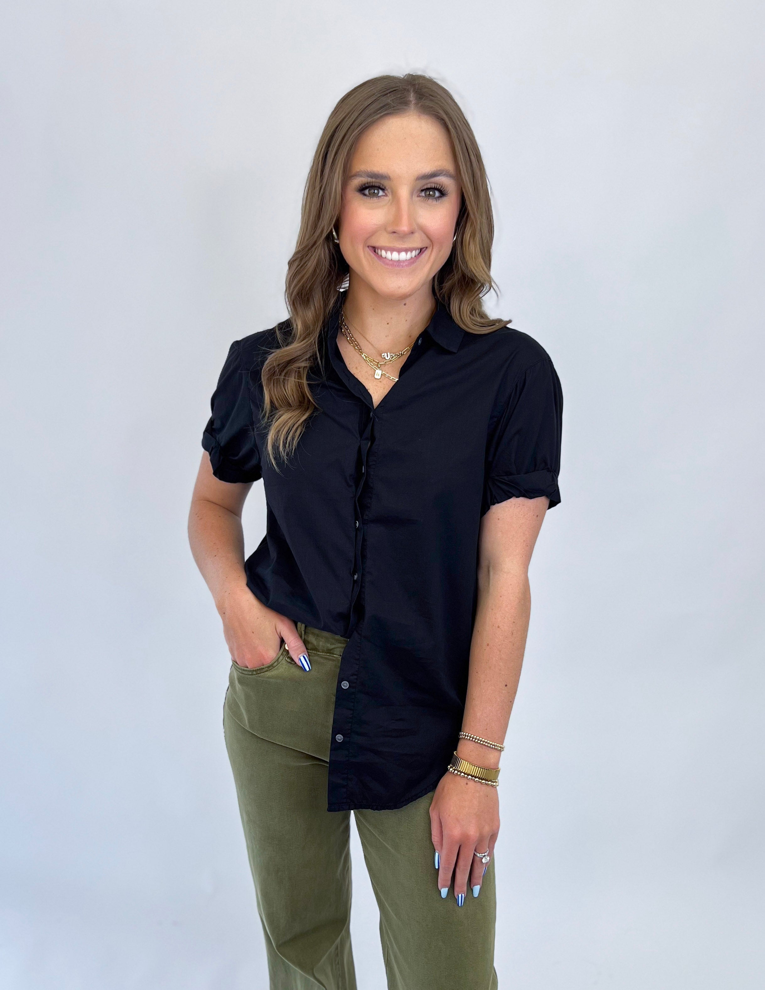 [Dear John] Benning Poplin Top- Black