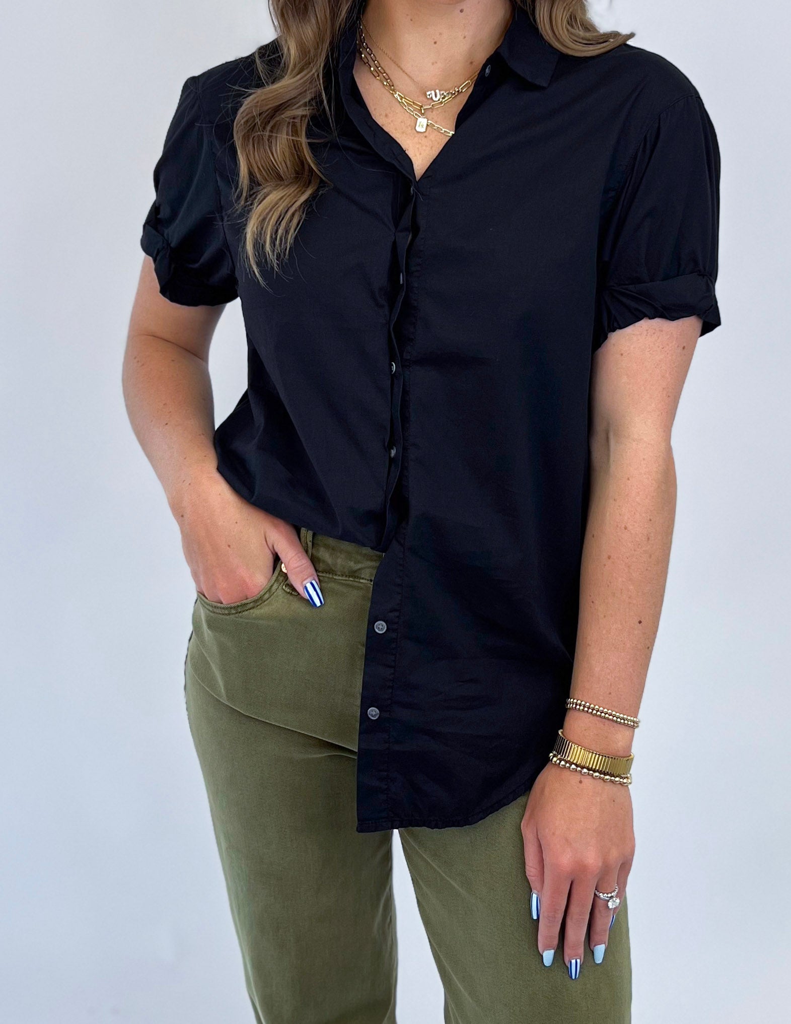 [Dear John] Benning Poplin Top- Black