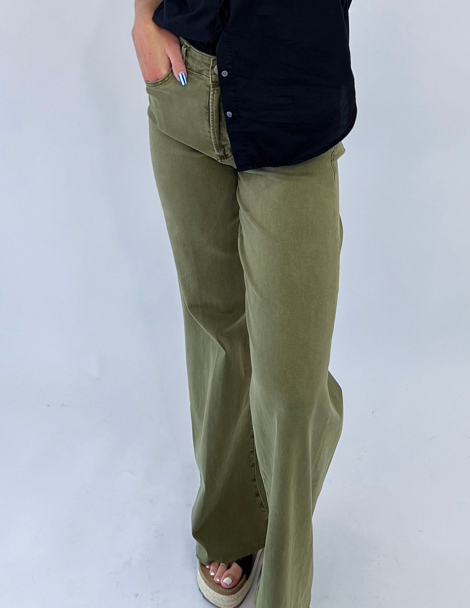 [Dear John] Fiona Wide Leg Jean- Olive Branch