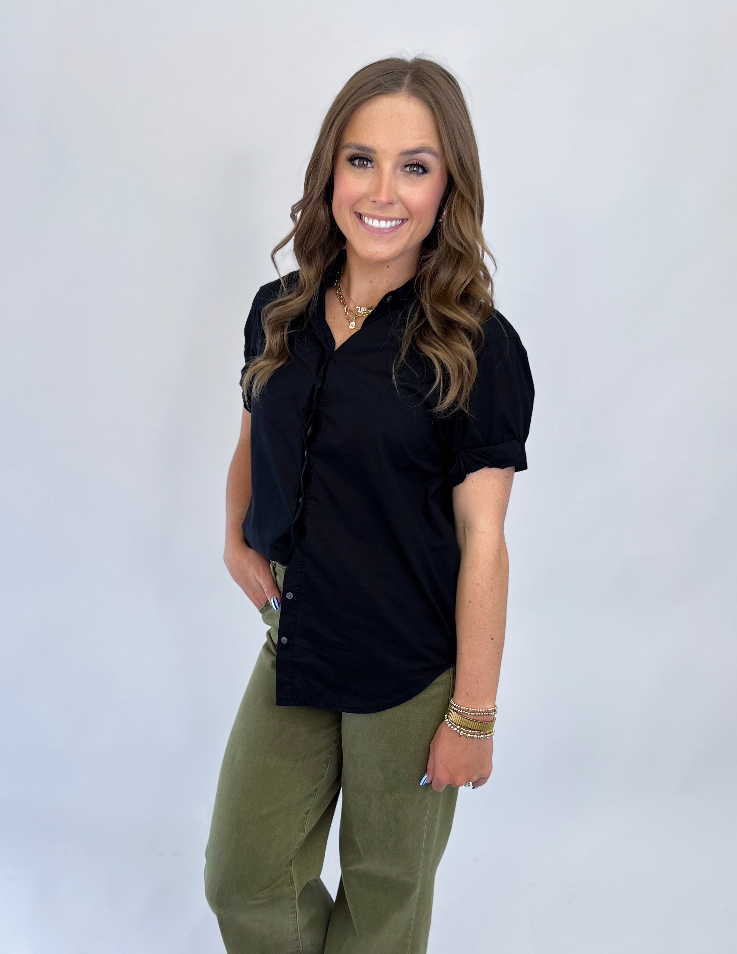 [Dear John] Benning Poplin Top- Black