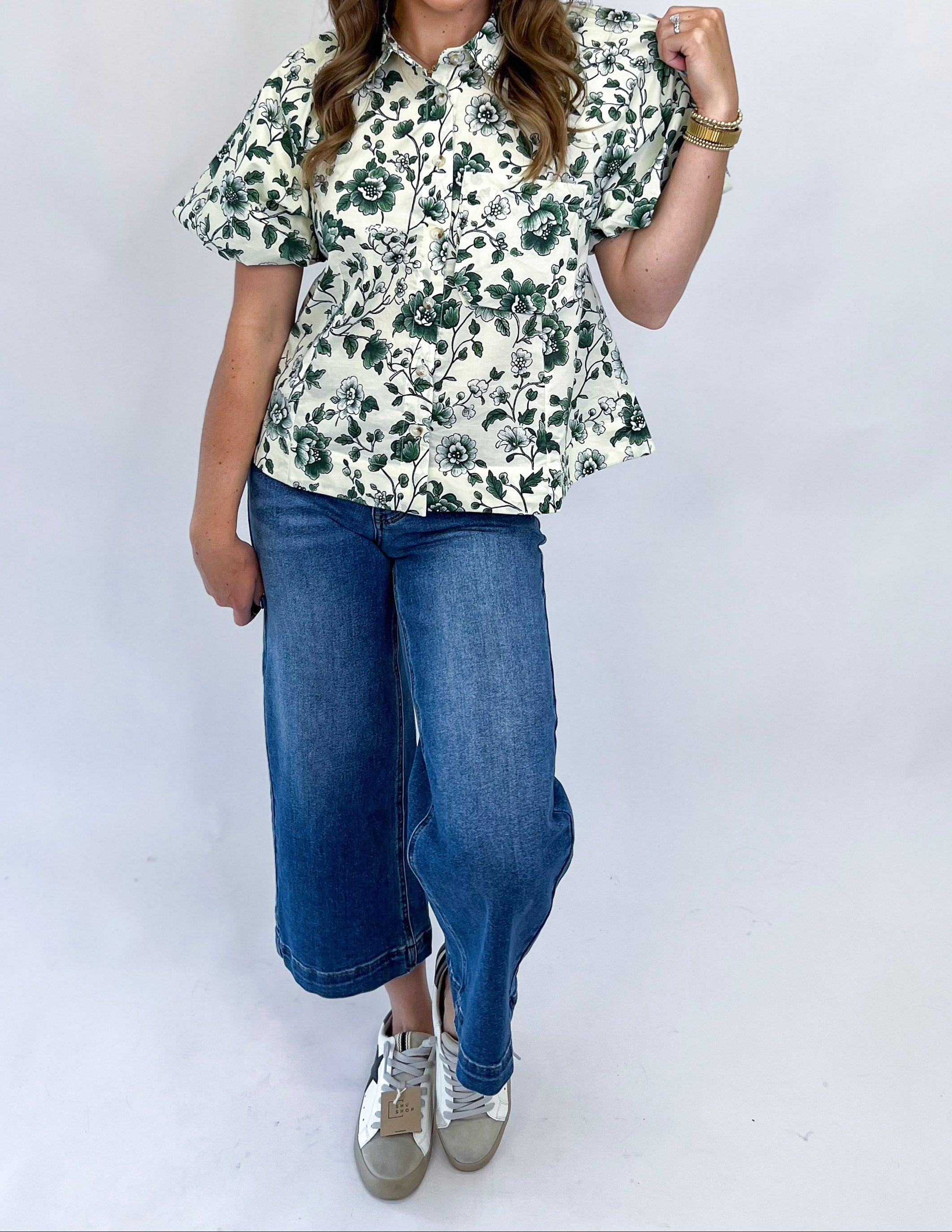[Judy Blue] Mid Rise Wide Crop Vintage Pkts & Wide Hem