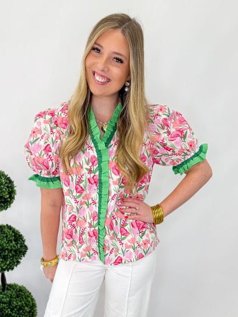 Jane Floral Blouse - Pink Mix