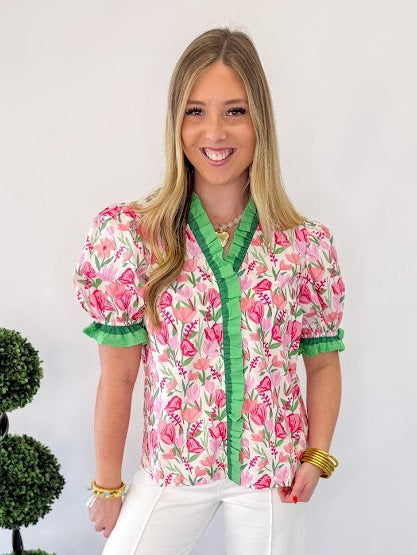 Jane Floral Blouse - Pink Mix