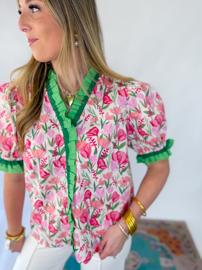 Jane Floral Blouse - Pink Mix