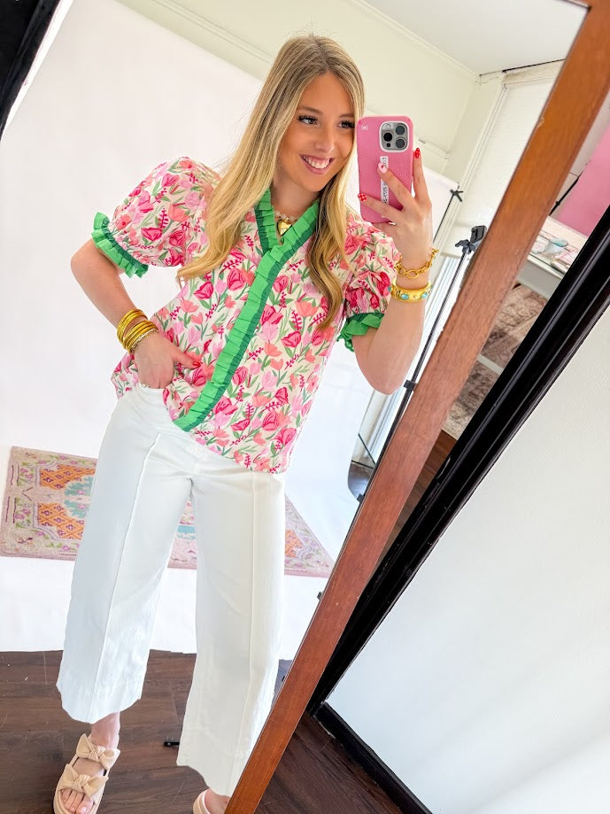 Jane Floral Blouse - Pink Mix