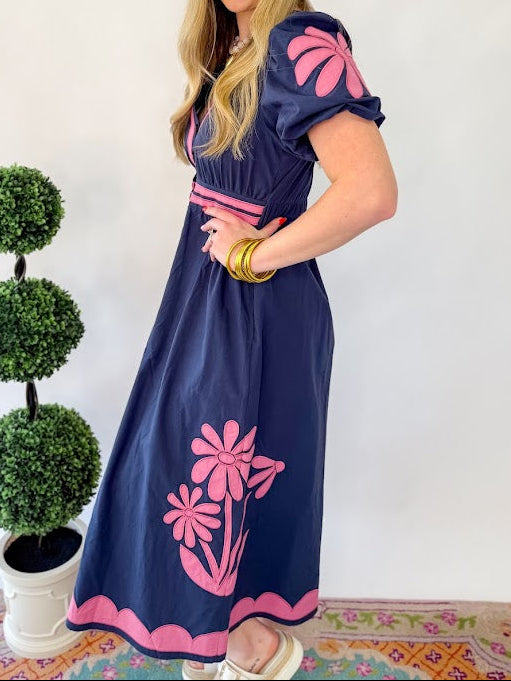 [Strut and Bolt] Flower Patched Poplin Dress