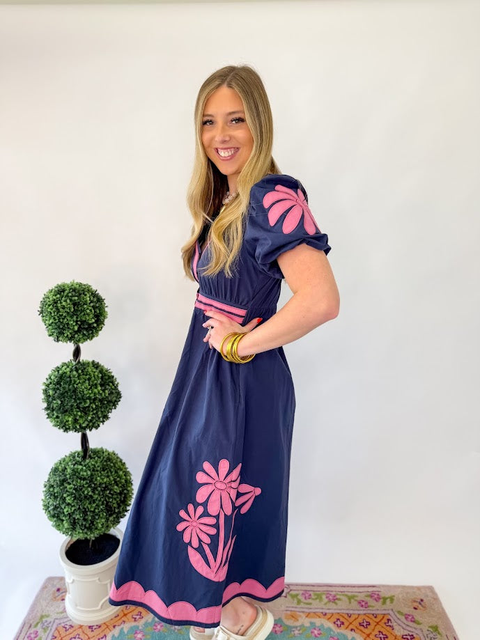 [Strut and Bolt] Flower Patched Poplin Dress