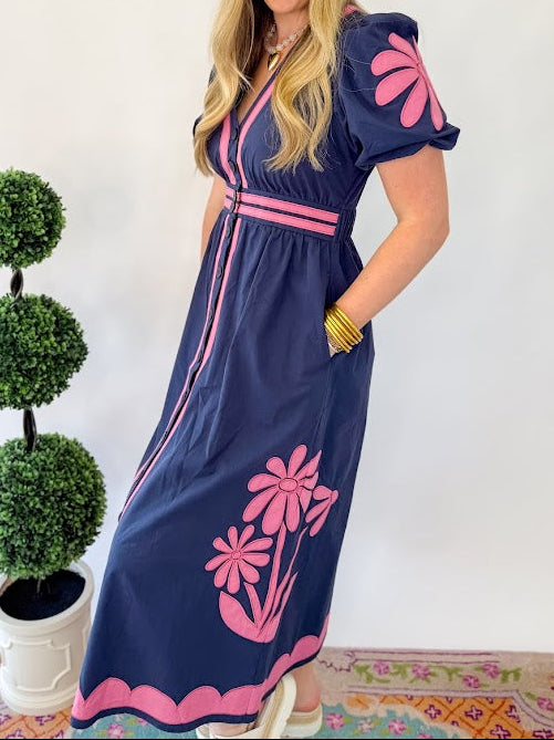 [Strut and Bolt] Flower Patched Poplin Dress