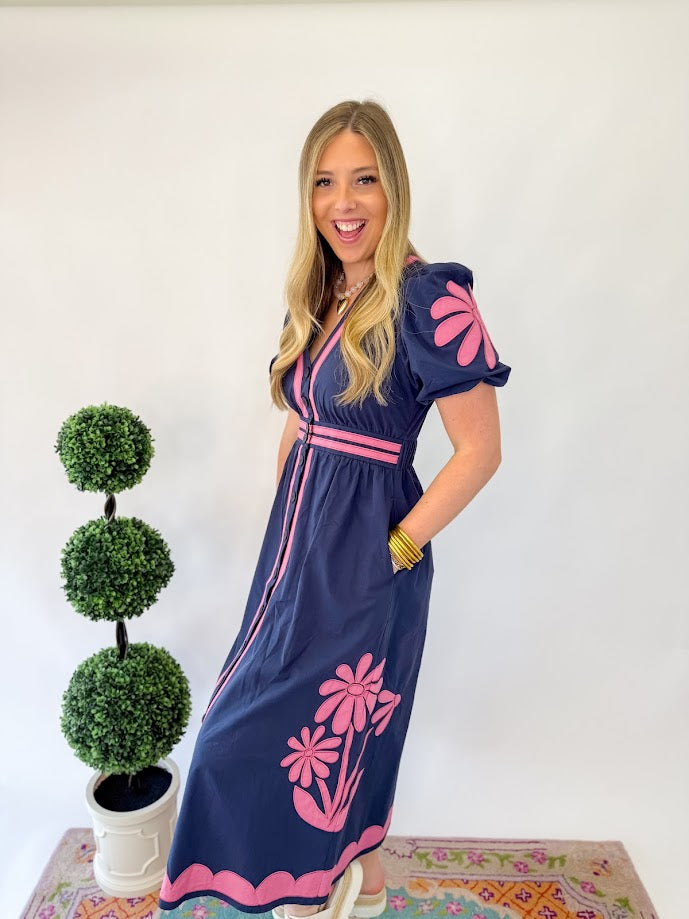 [Strut and Bolt] Flower Patched Poplin Dress