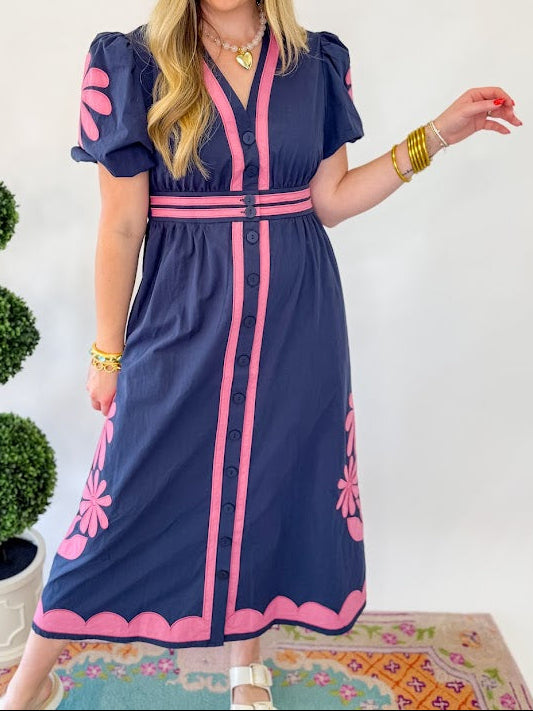 [Strut and Bolt] Flower Patched Poplin Dress