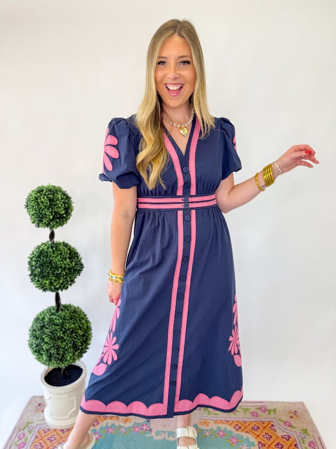 [Strut and Bolt] Flower Patched Poplin Dress